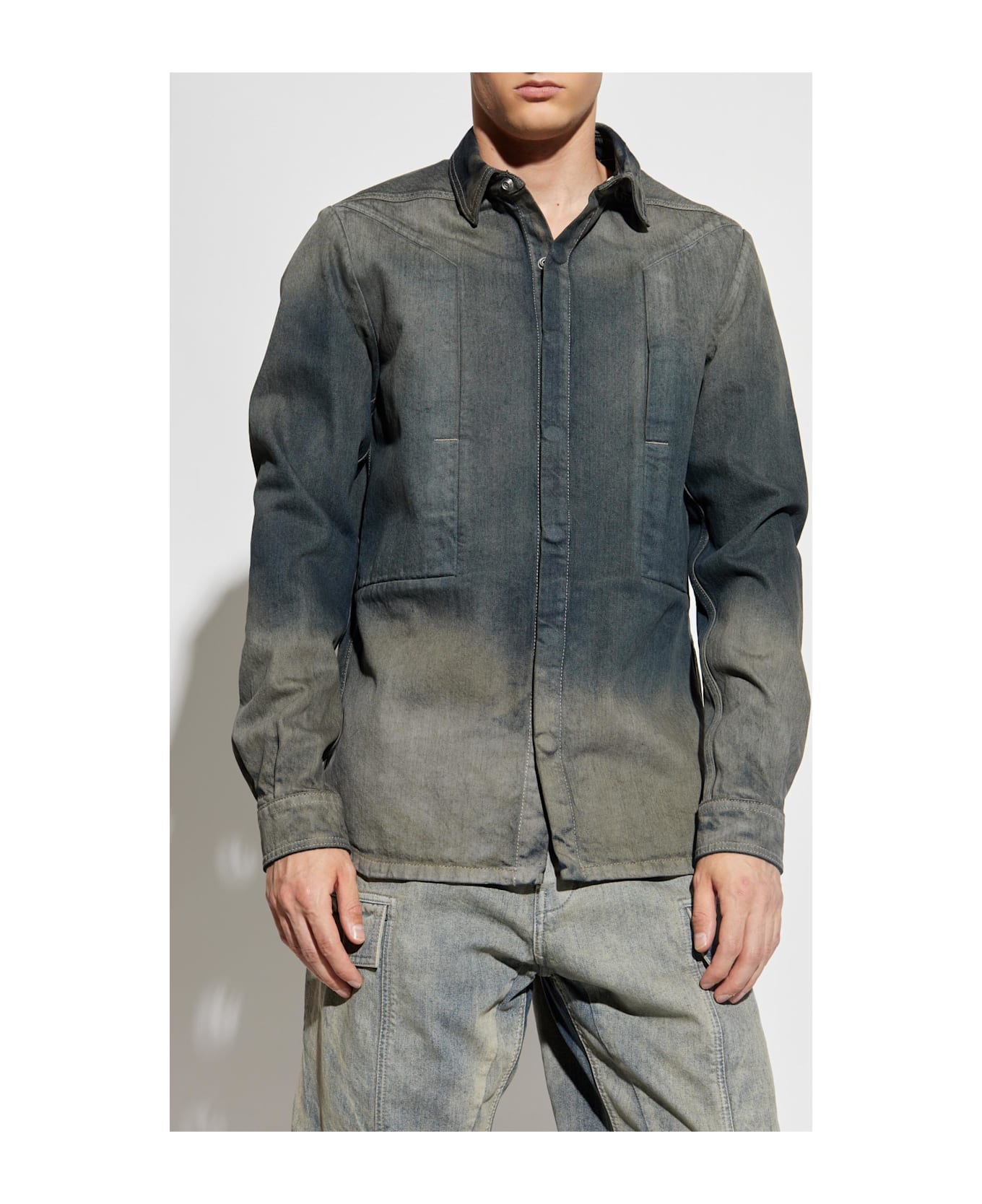 Rick Owens Denim Shirt 
fogpocket
 - GREY