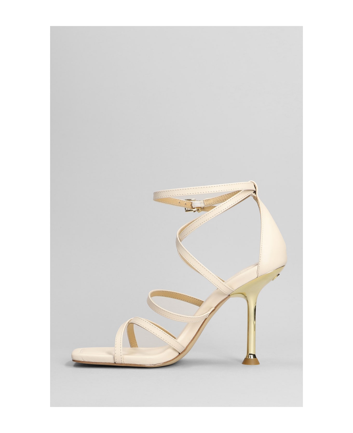 Michael Kors Imany Strap Sandals In Beige Leather - Cream