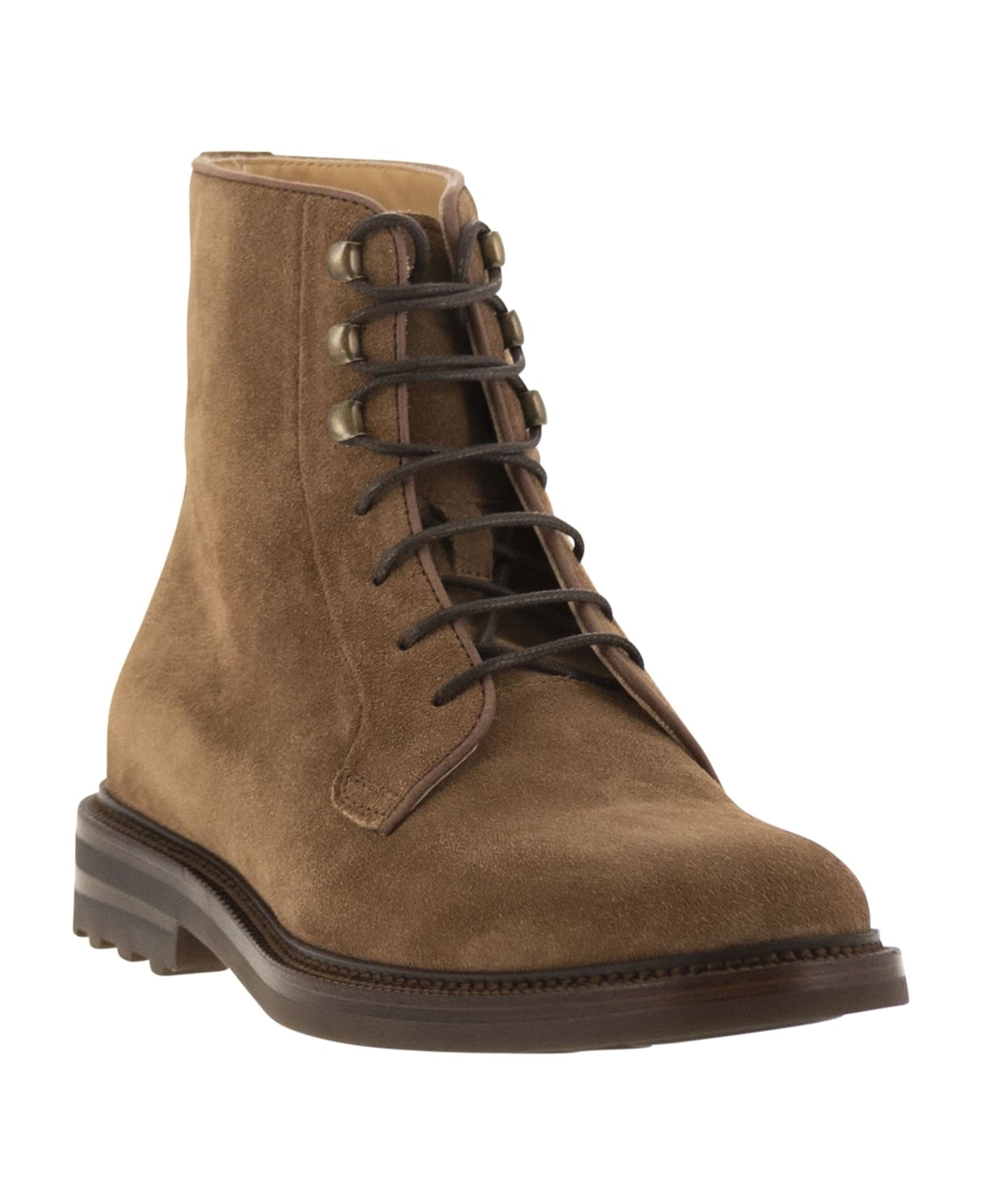 Brunello Cucinelli Suede Lace-up Boot - Hazelnut