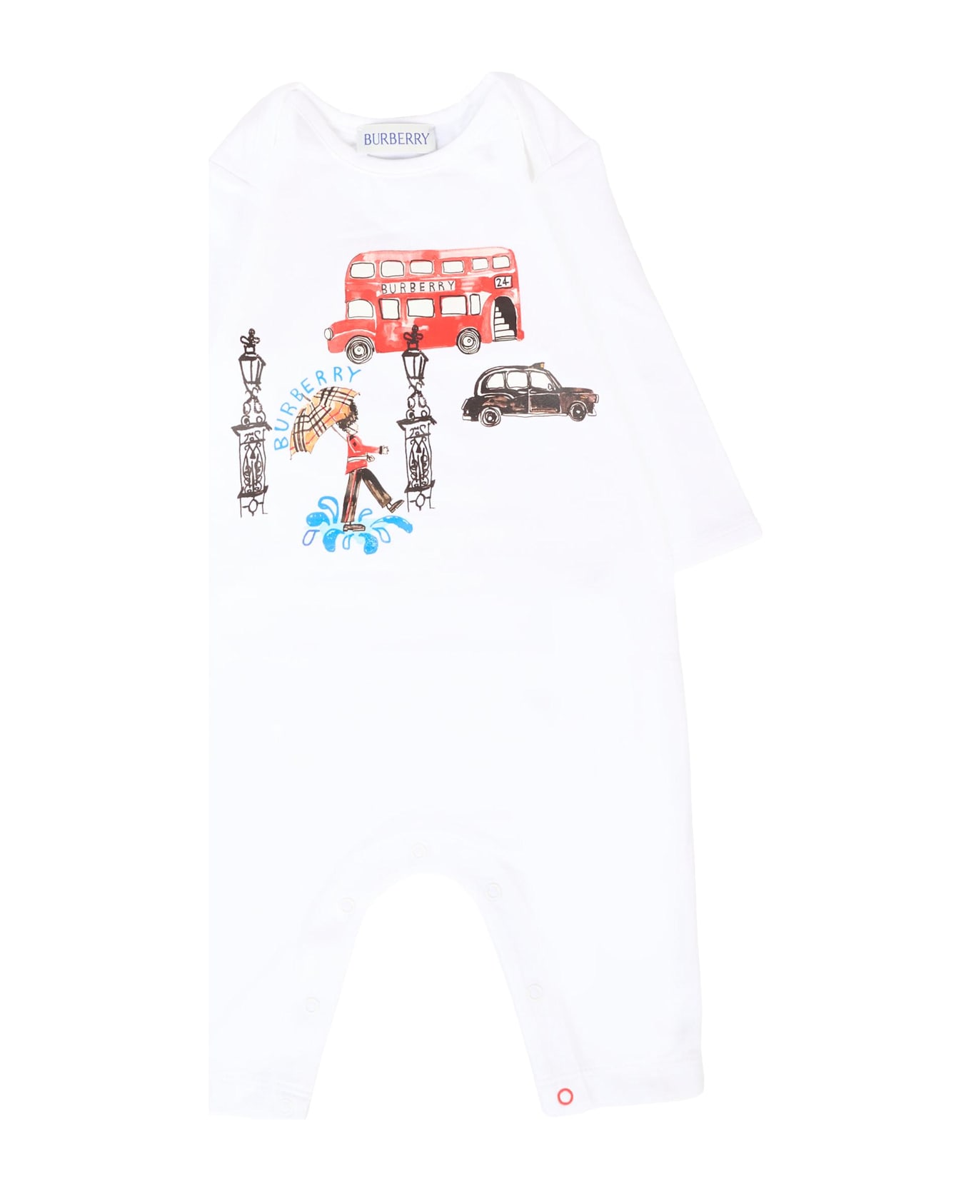 Burberry White Romper For Babykids With Print - White