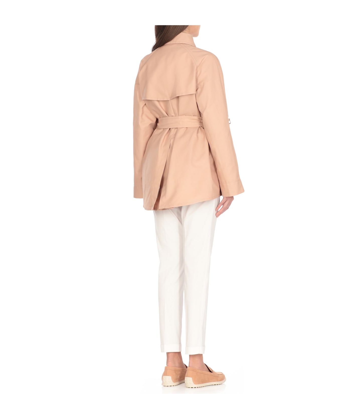 Fay Short Cotton And Linen Trench Coat - Pink