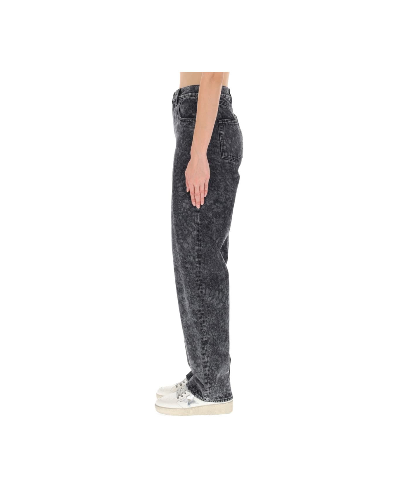 Golden Goose Jeans With Floral Pattern - BLACK