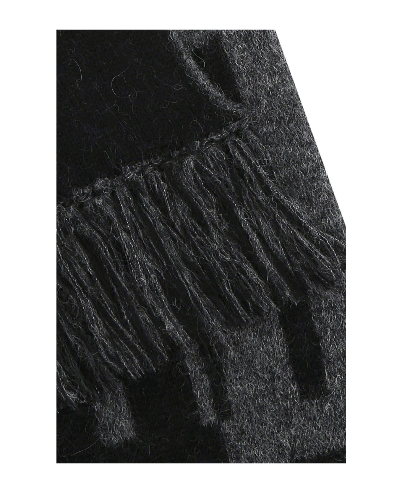 Saint Laurent Printed Wool Blend Scarf - Black/dark grey