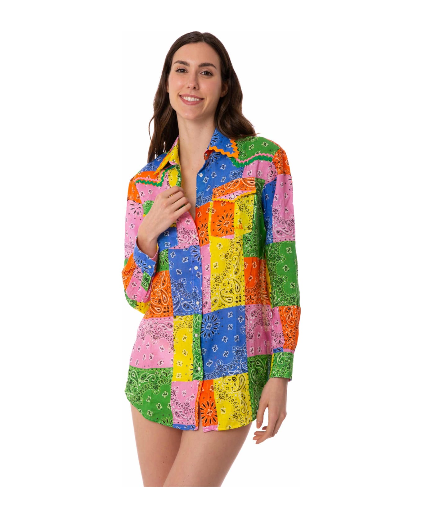 MC2 Saint Barth Multicolour Bandanna Print Linen Shirt - MULTICOLOR