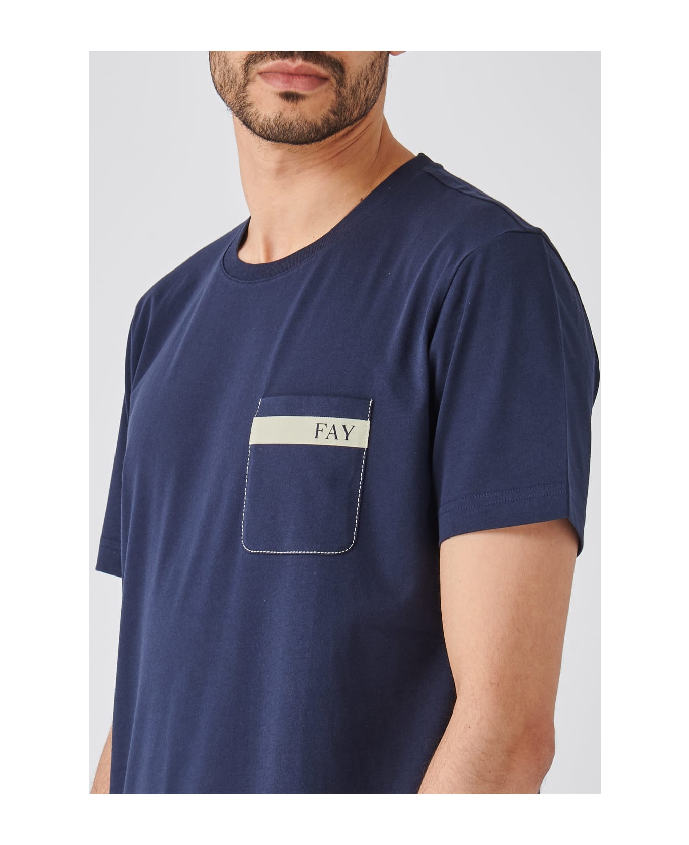 Fay T-shirt Jersey Printed Poket T-shirt - NAVY