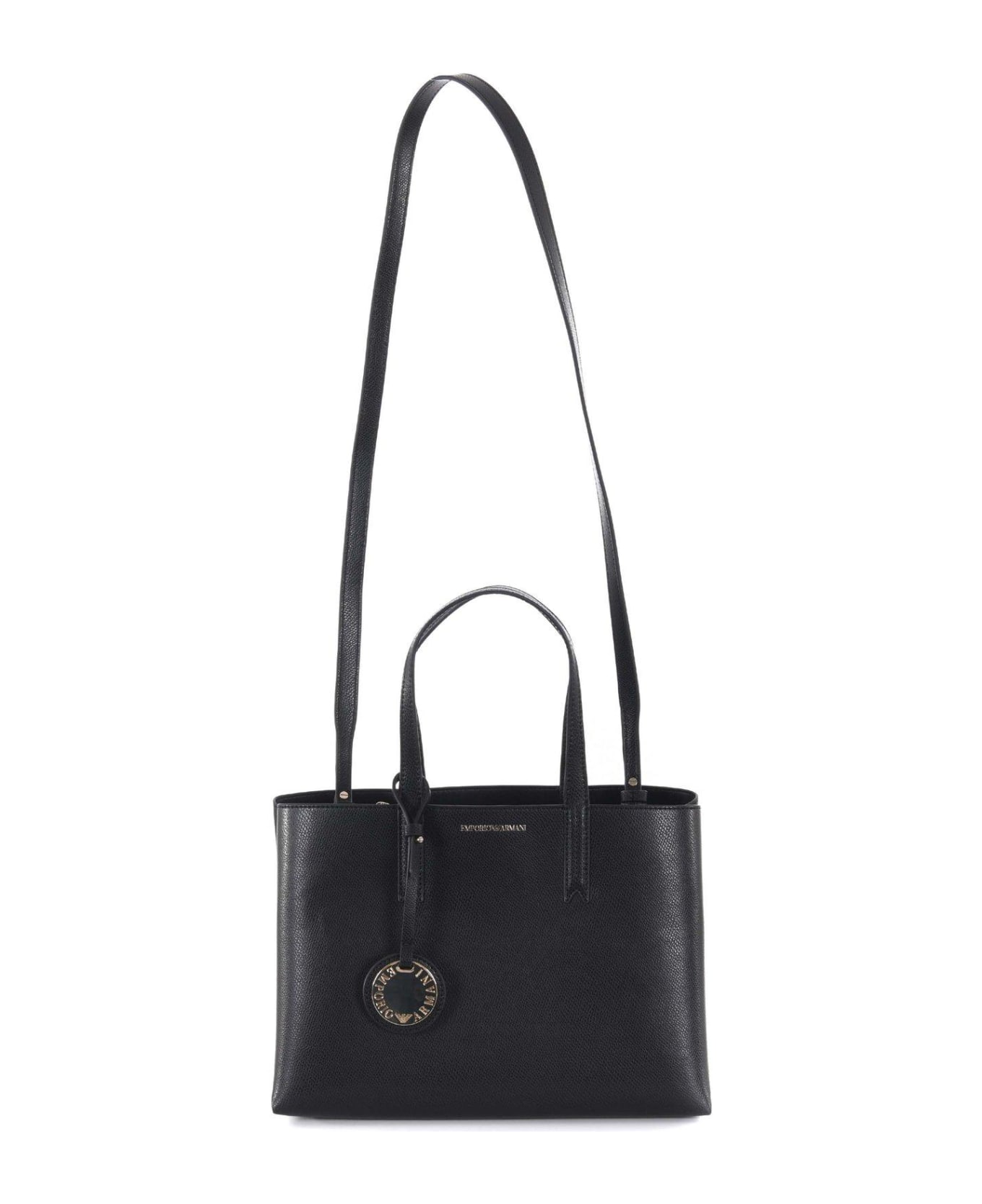 Emporio Armani Logo-charm Top Handle Tote Bag - BLACK