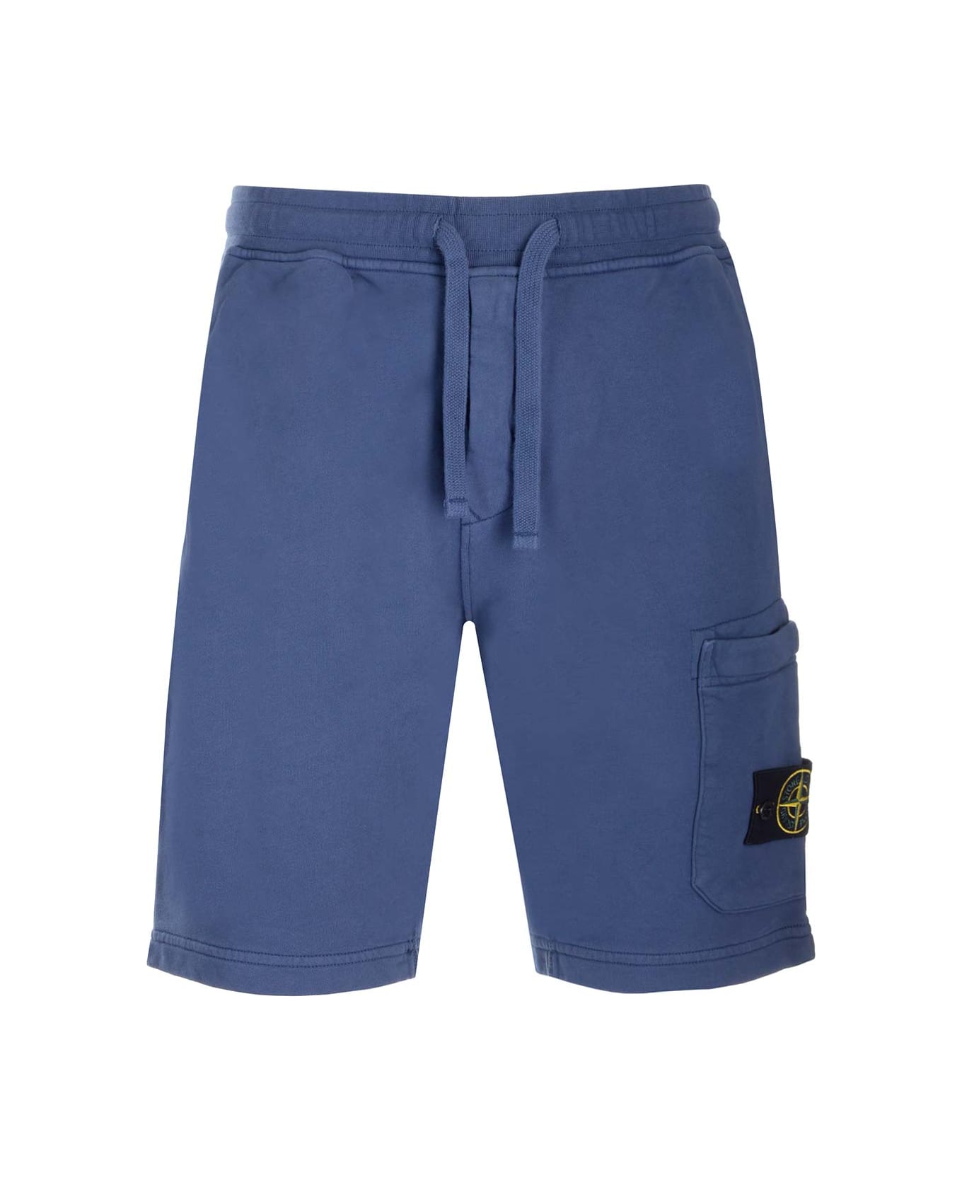 Stone Island Blue Bermuda Shorts With Cargo Pocket - Blue ショートパンツ