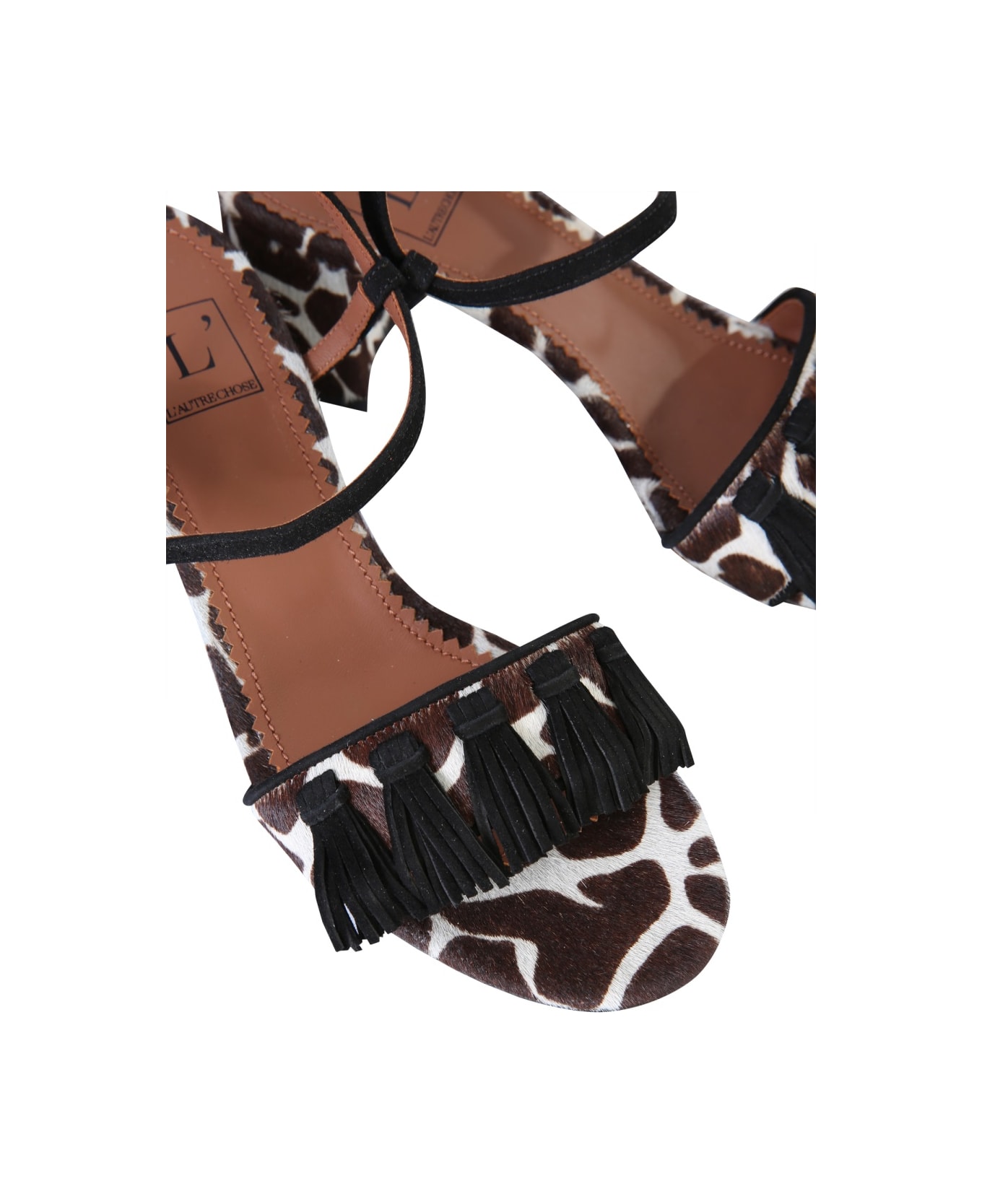 L'Autre Chose Sandals With Animal Print - WHITE