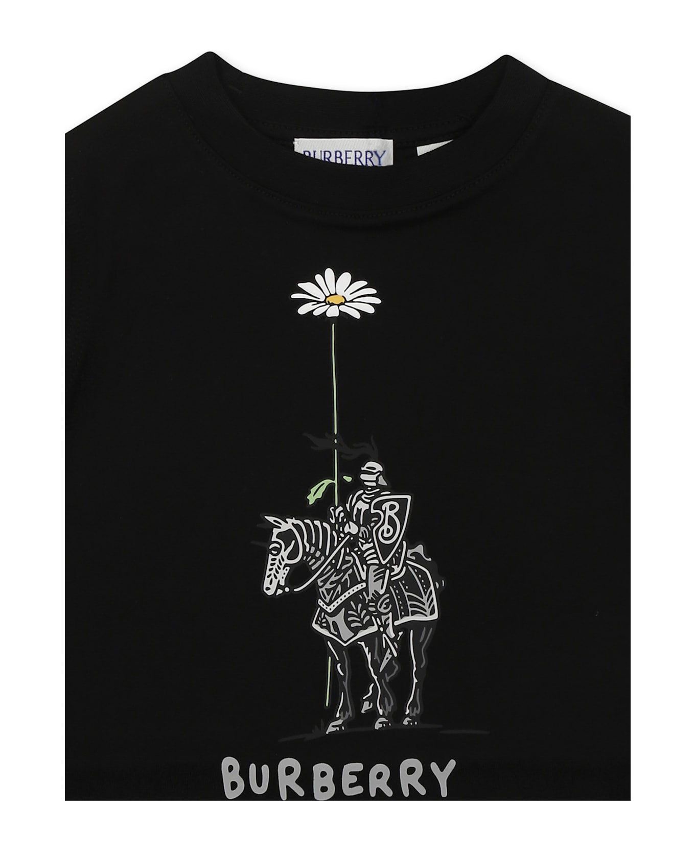 Burberry Black T-shirt For Baby Kids With Logo And Equestrian Knight - Black