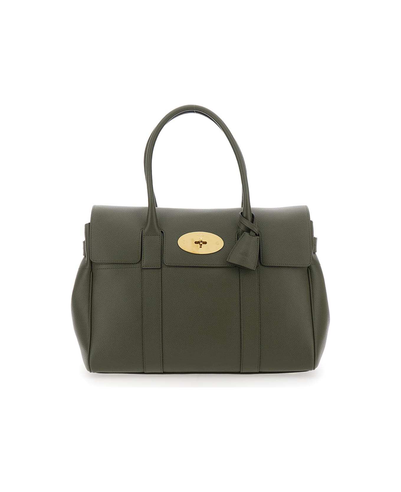 Mulberry 'bayswater' Green Handbag With Twist-lock Closure In Grained Leather Woman - Green