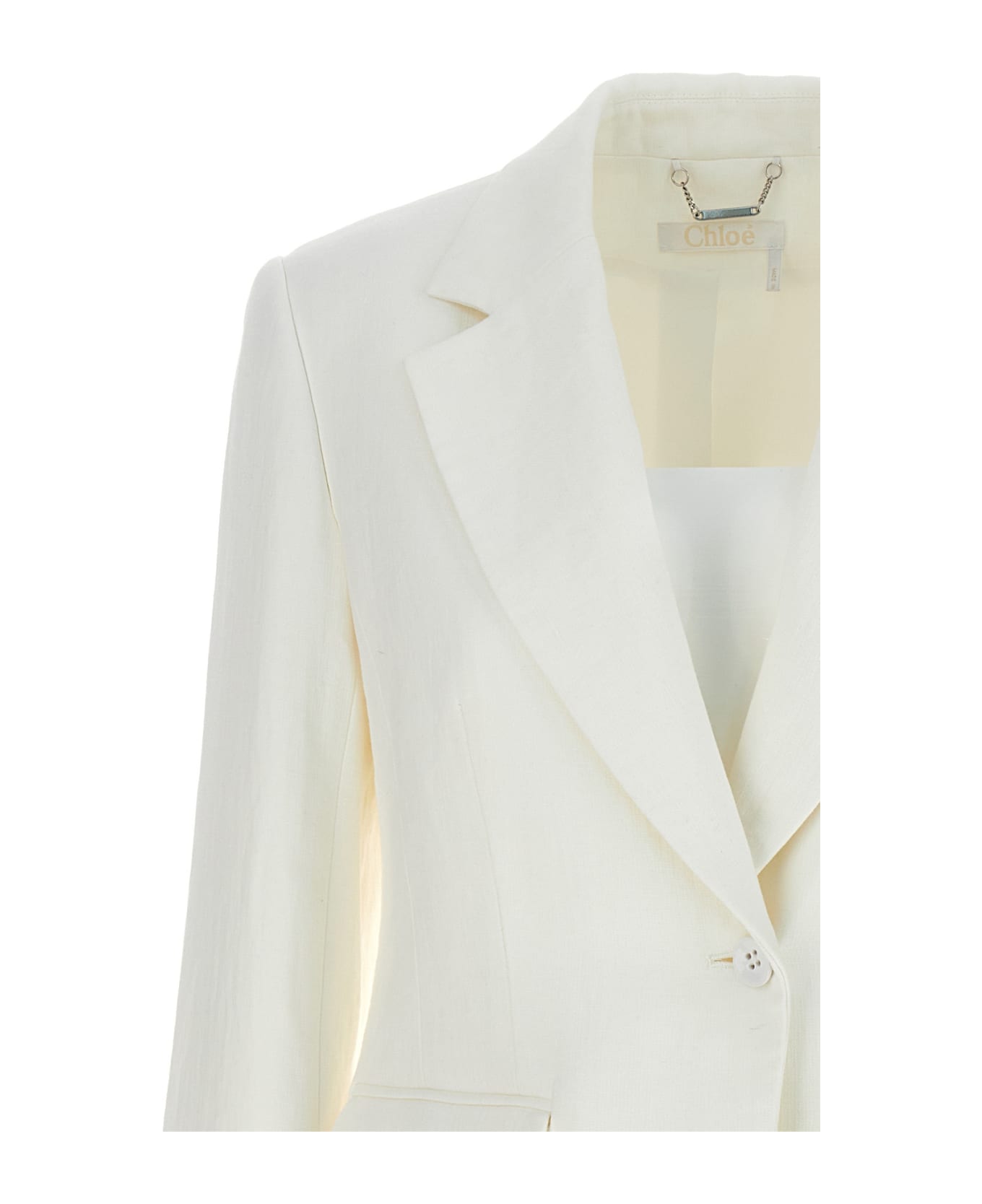 Chloé Single Breast Linen Blazer Jacket - White ブレザー