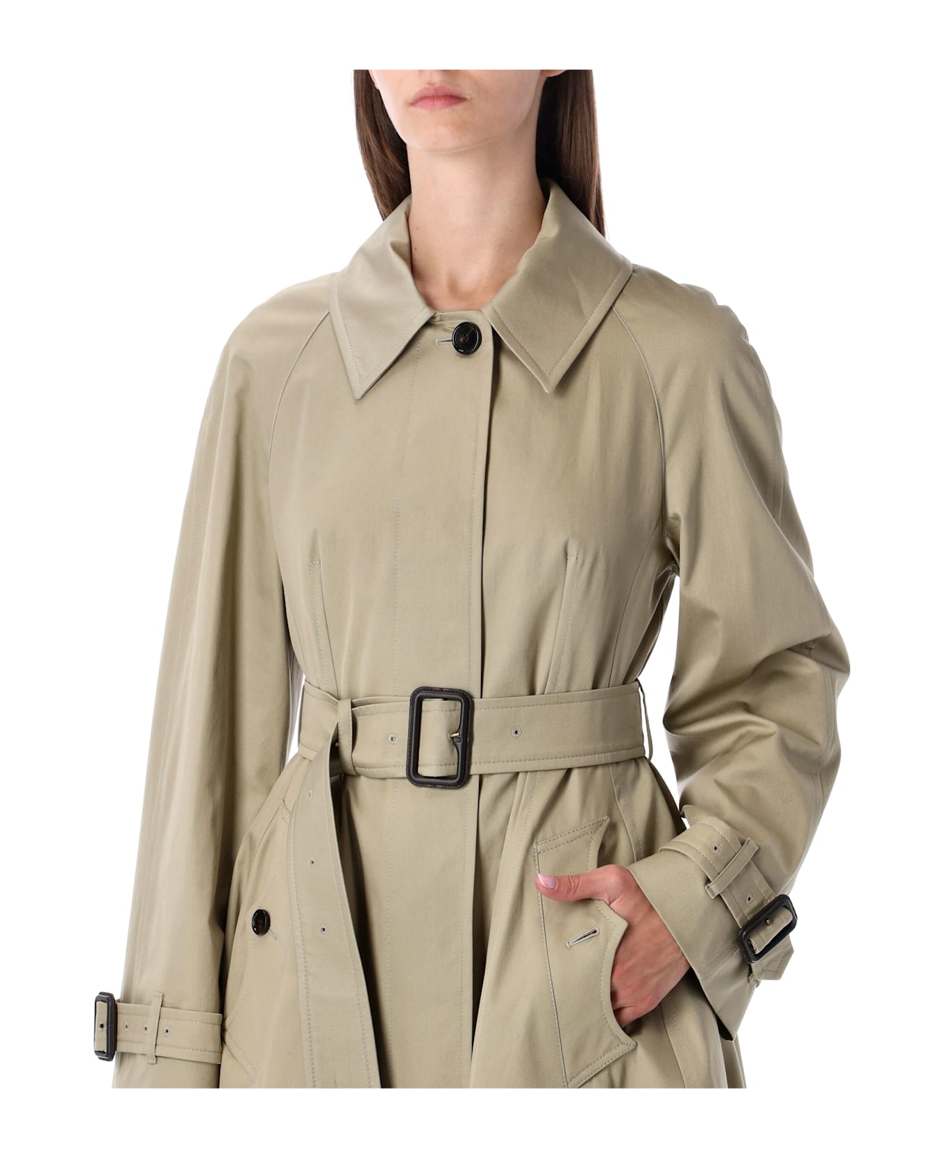Burberry London Beige Gabardine Ellingham Fit-and-flare Coat - QUILL
