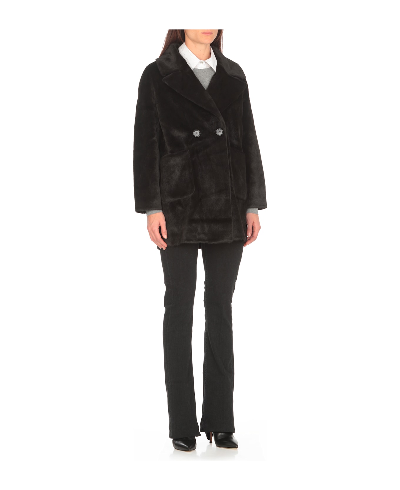 Betta Corradi Faux Fur Coat - Black