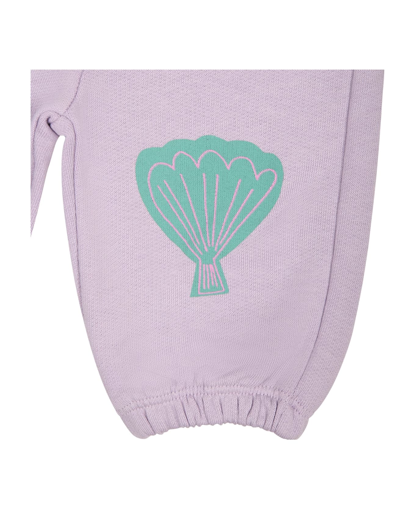 Stella McCartney Kids Purple Trousers For Baby Girl With Shells - Violet ボトムス