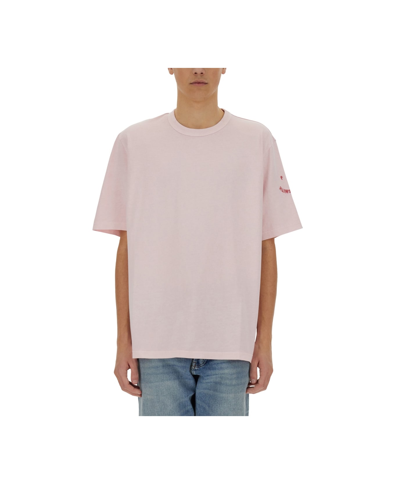 PS by Paul Smith T-shirt With Embroidery Ps Happy - PINK