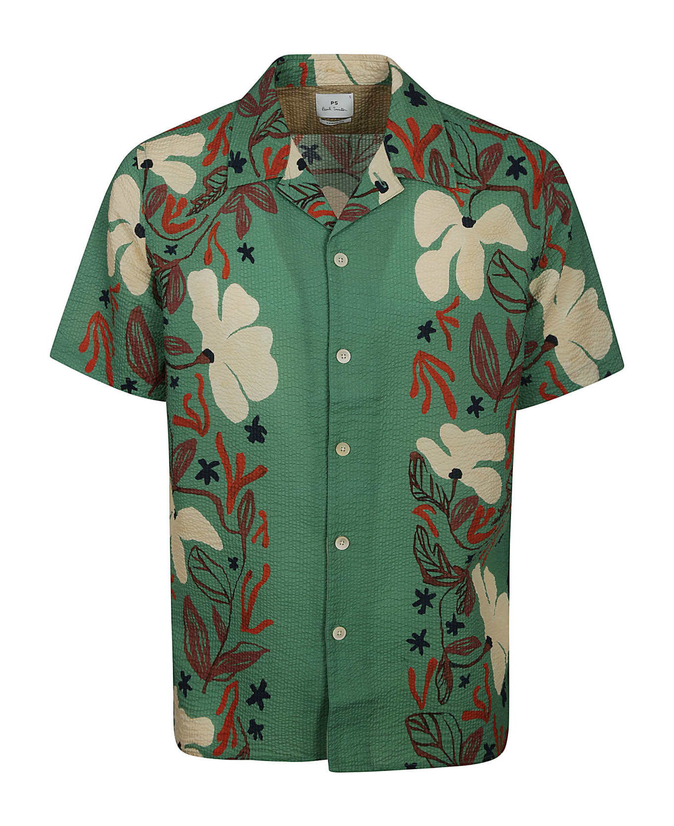Paul Smith Sea Floral Short-sleeve Shirt - Emerald Green
