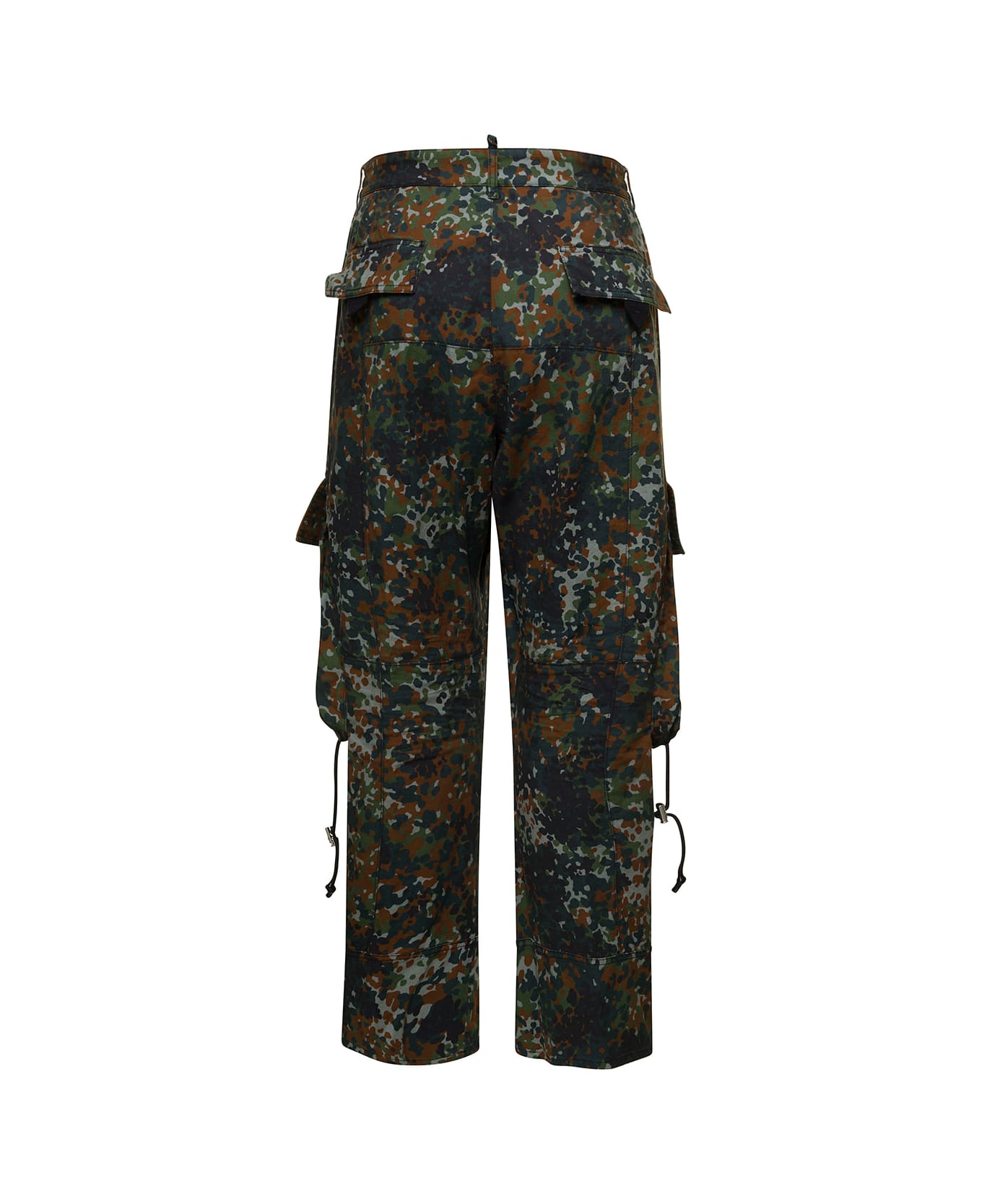 Dsquared2 Multicolor Cargo Pants With Camo Print In Stretch Cotton Man - Green ボトムス