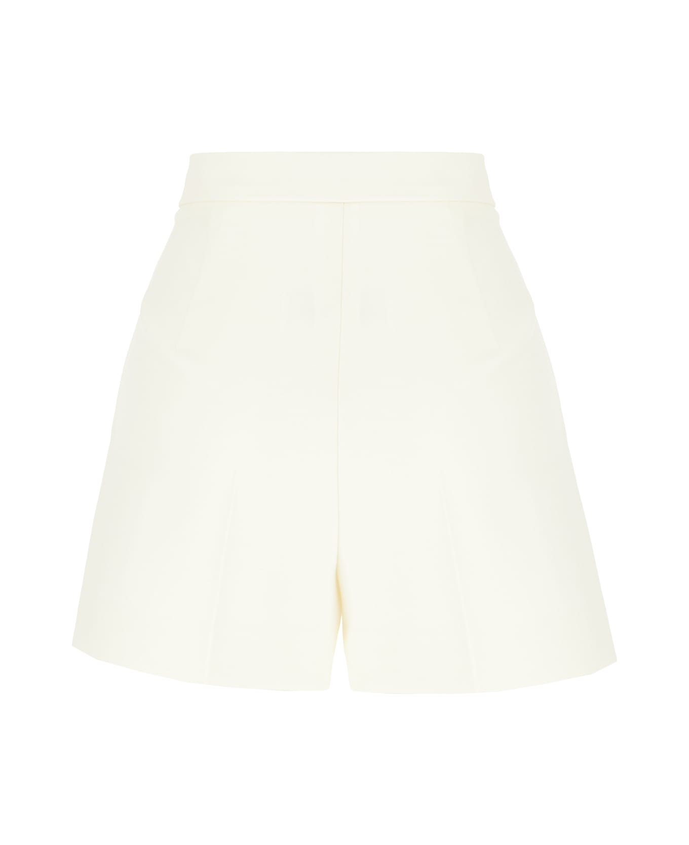 Max Mara Ivory Stretch Wool Shorts - Bianco