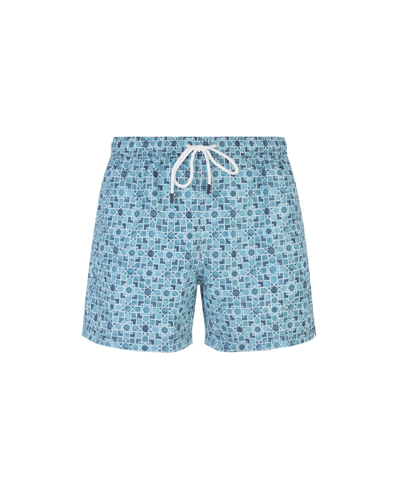 Fedeli Geometric Pattern Light Blue Swim Shorts | italist, ALWAYS LIKE ...