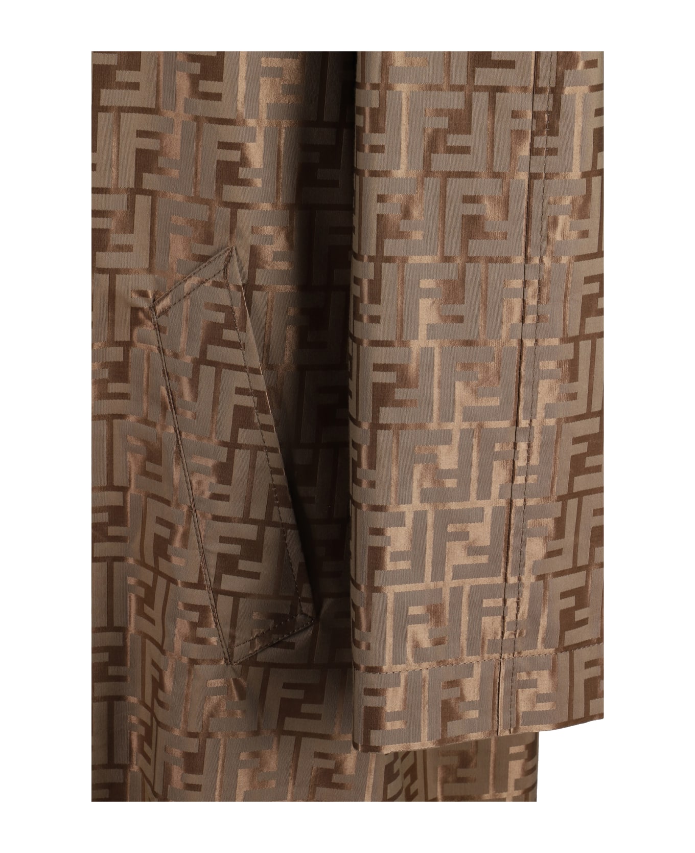 Fendi Ff Printed Long Sleeved Coat - Portabella