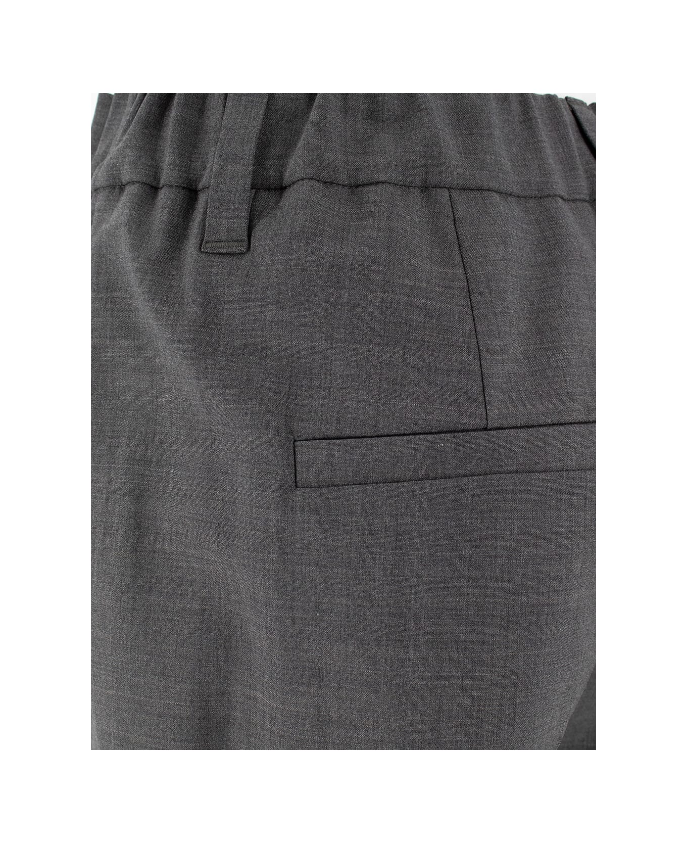 Brunello Cucinelli Tropical Luxury Wool Cigarette Trousers - GRIGIO MEDIO