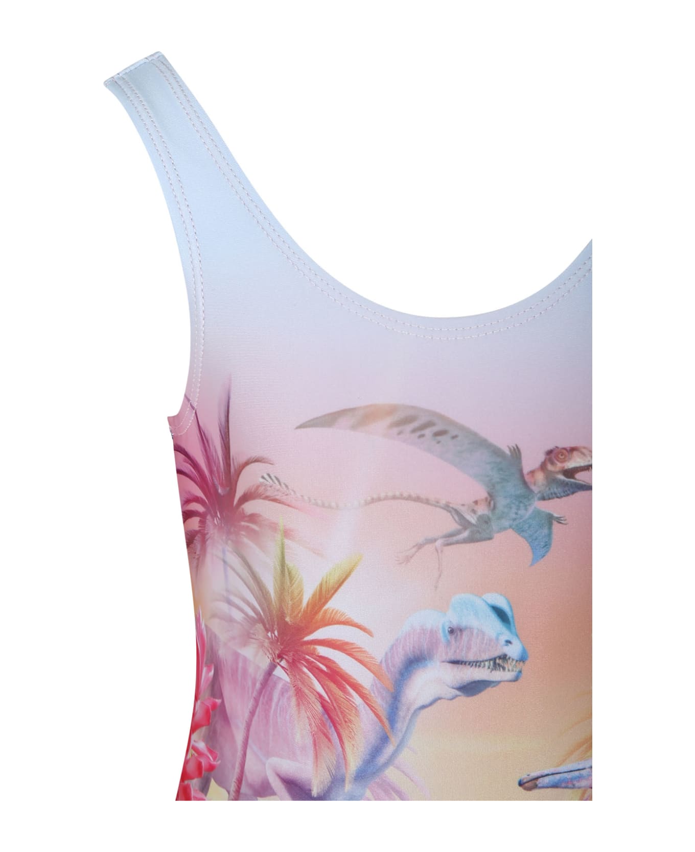 Molo Purple One-piece Swimsuit For Girl With Dinosaur Print - Multicolor