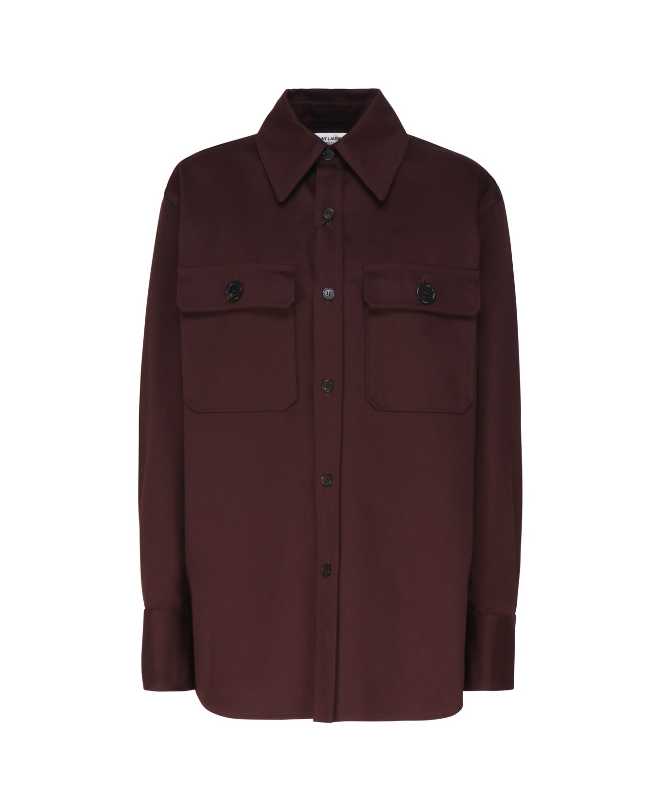 Saint Laurent Saharienne Cotton Shirt - AUBERGINE