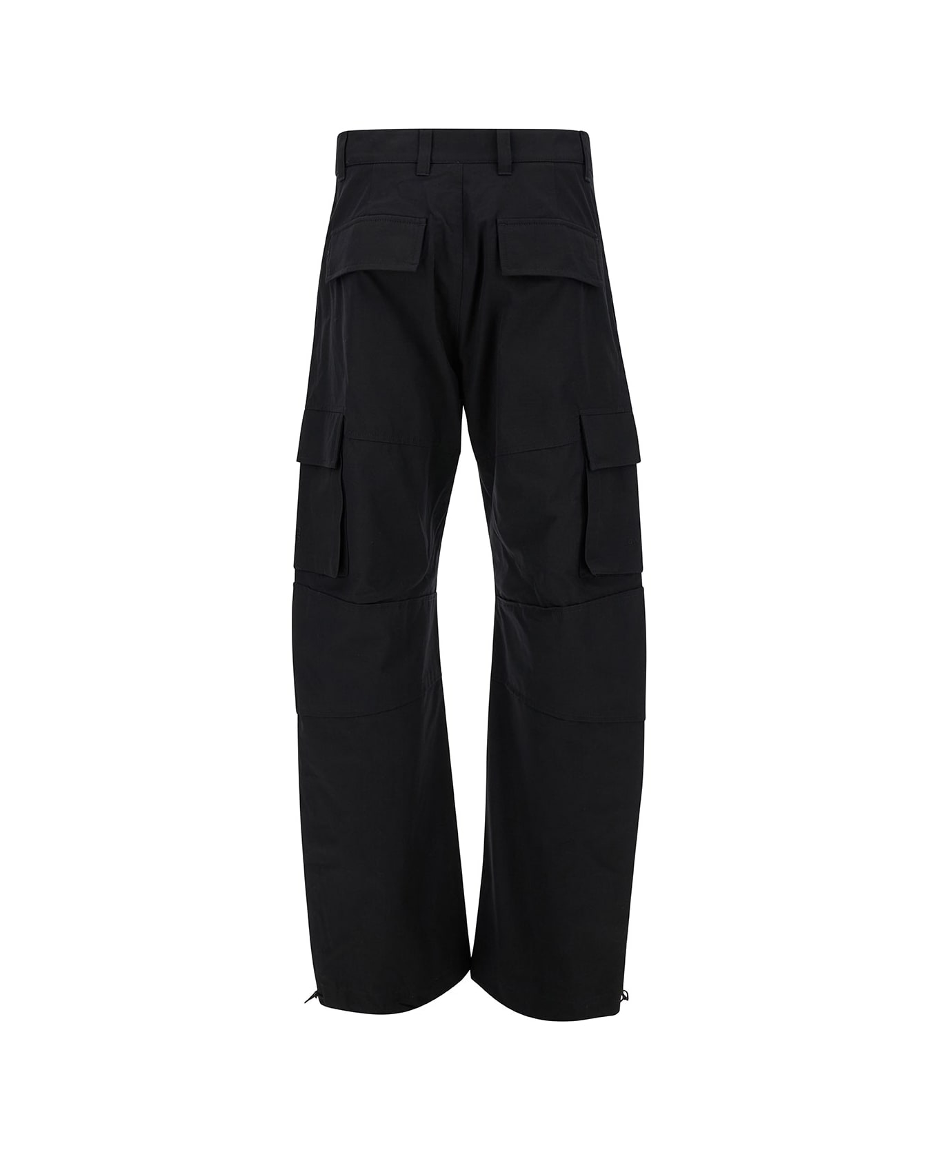 Givenchy Black Arched Cargo Pants With Logo Embroidery In Cotton Man - Black ボトムス