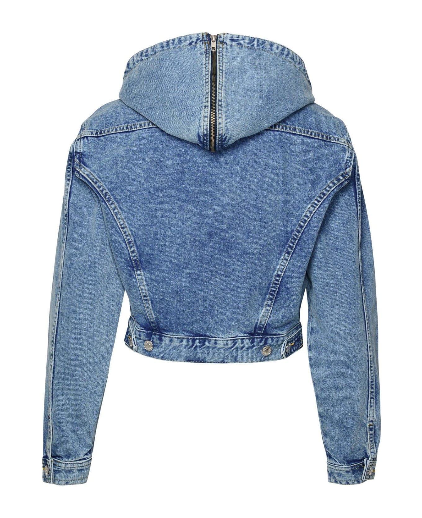 M05CH1N0 Jeans Jeans Drawstring Hooded Denim Jacket - BLUE