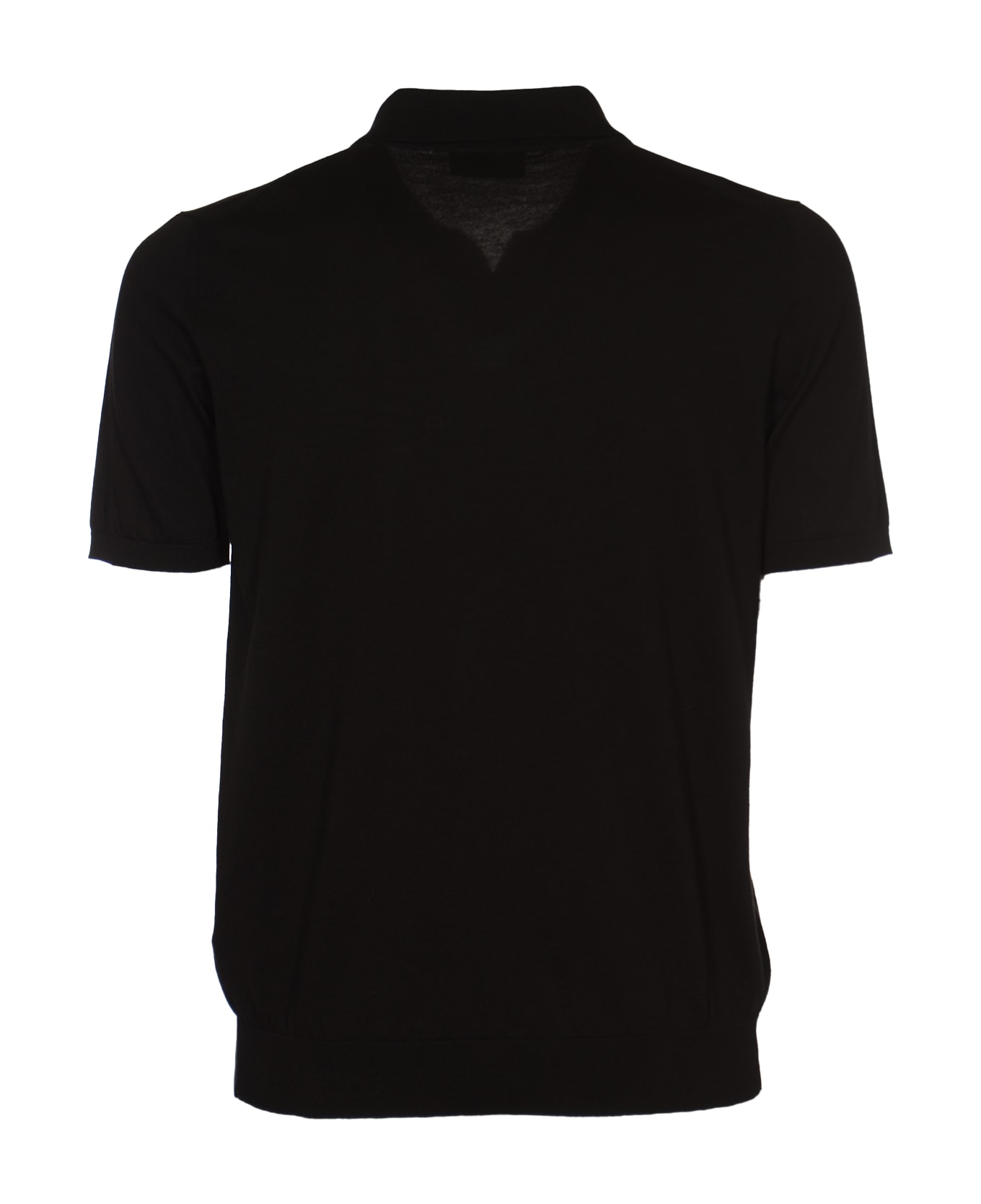 Roberto Collina Slim Fit Plain Ribbed Polo Shirt - Black シャツ