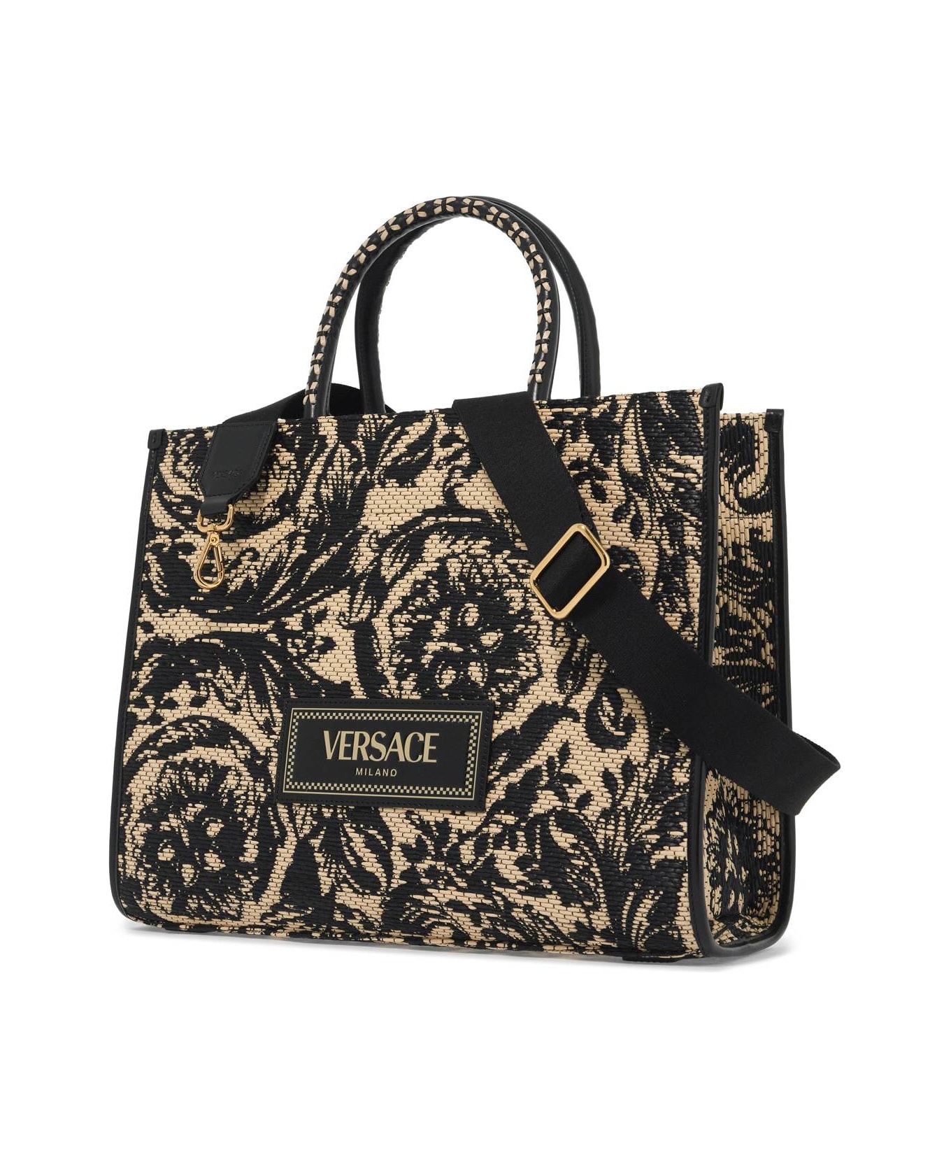 Versace Medium Athena Barocco Tote Bag In Raff - MULTICOLORHIDRANGEAVERSACEGOLD