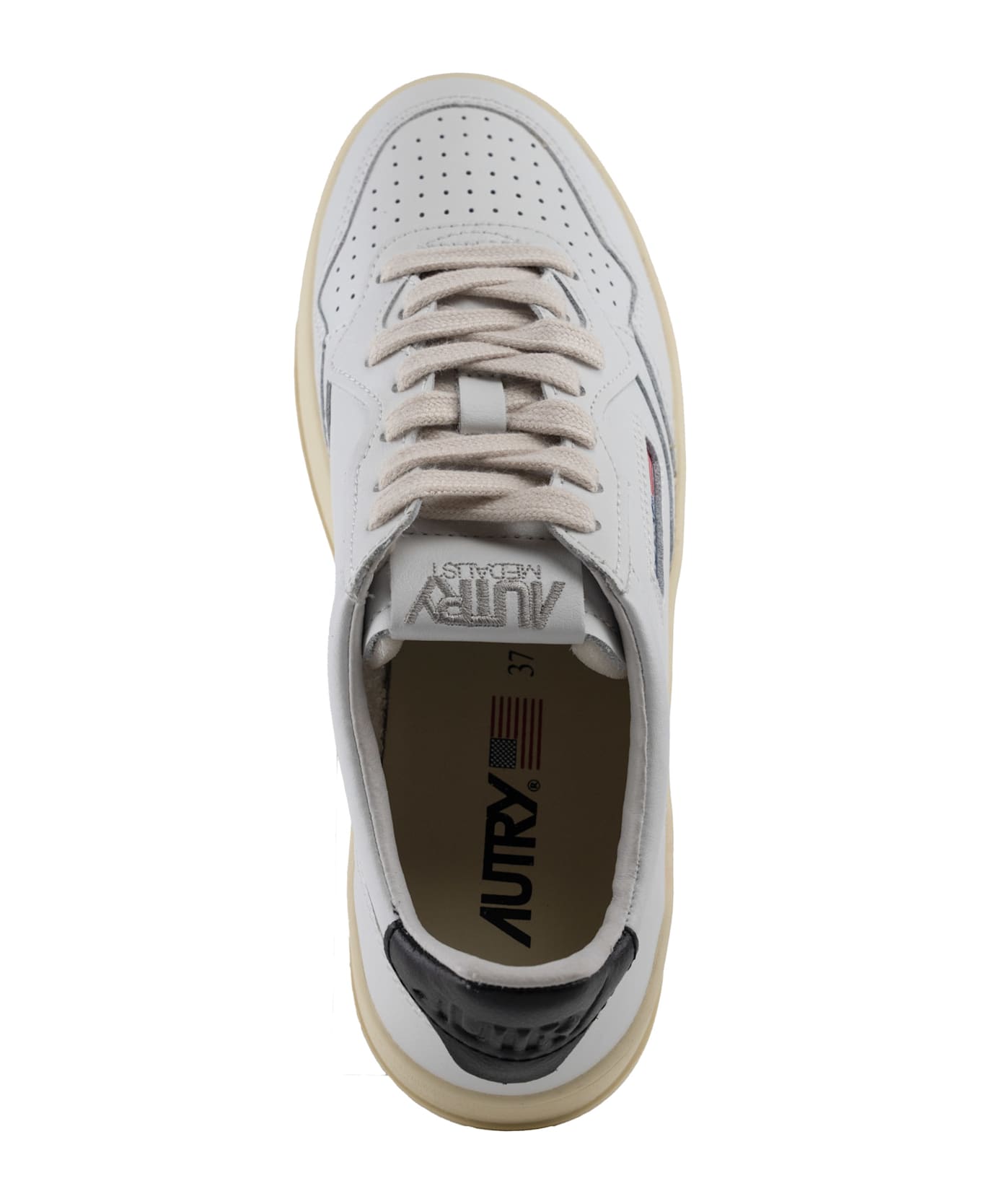 Autry Medalist Platform Sneakers In Leather - Leat/leat wht/blk