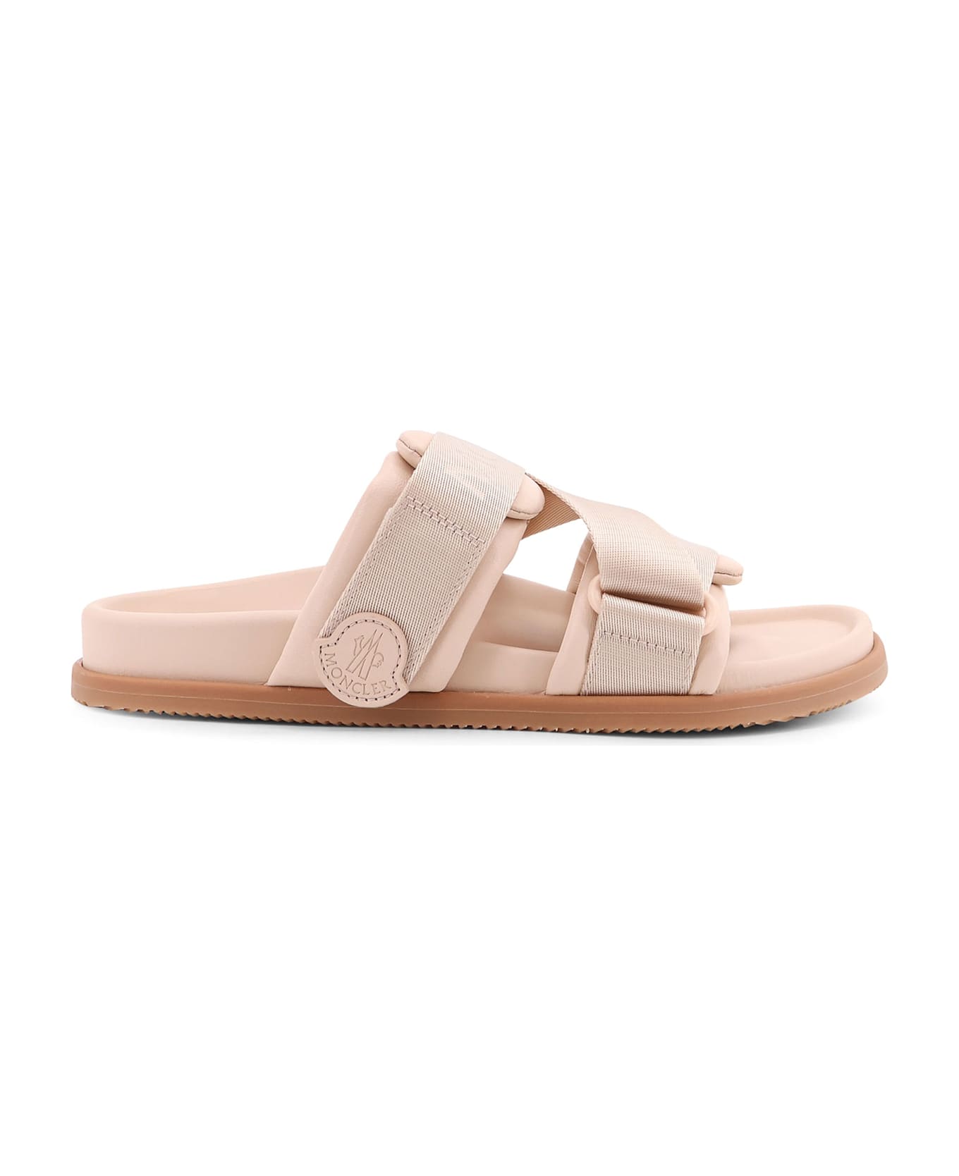 Moncler Mon Summer Leather Sandals With Nylon Details - Pink