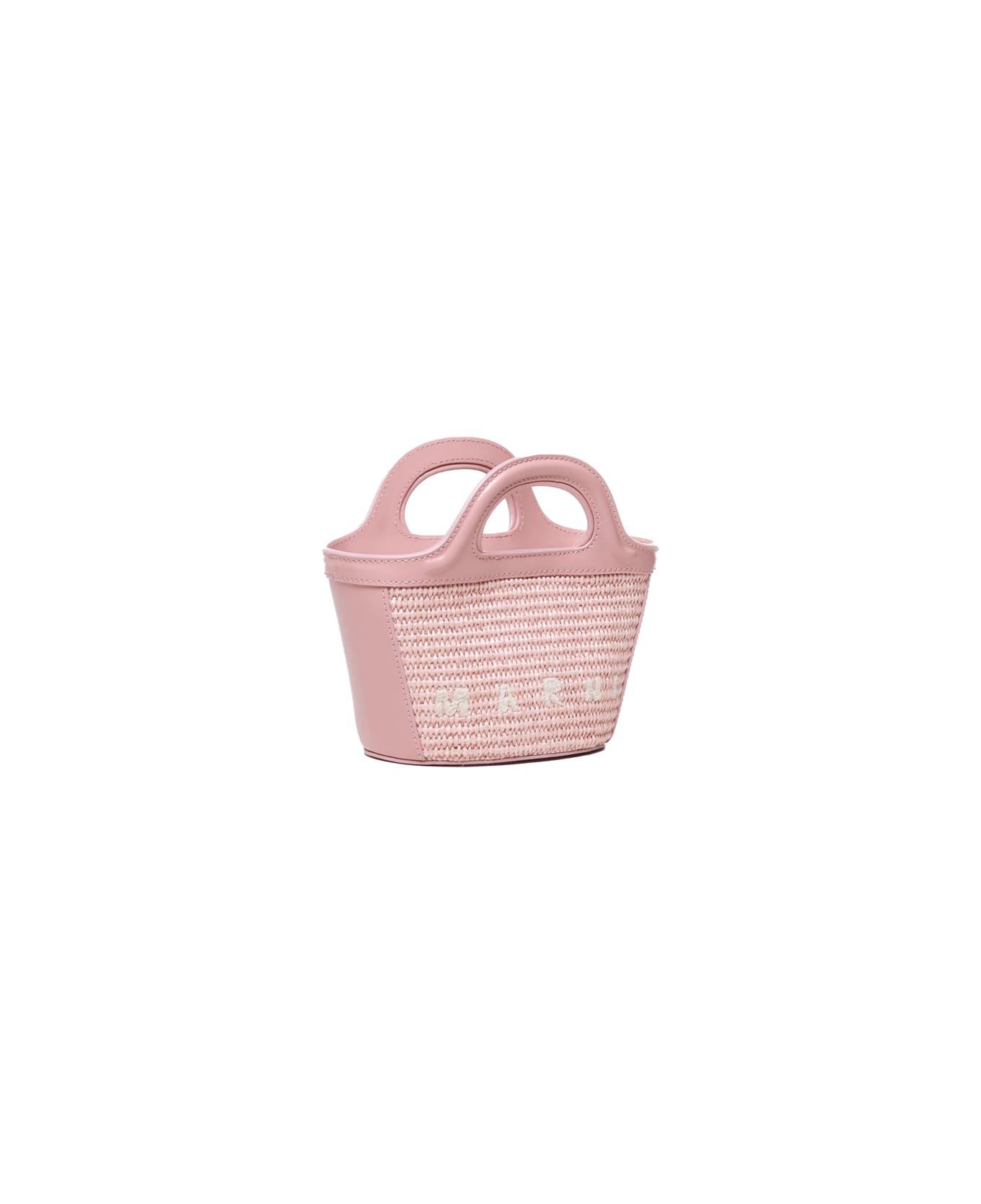 Marni Mini Tropicalia In Calfskin And Raffia - Light pink トートバッグ