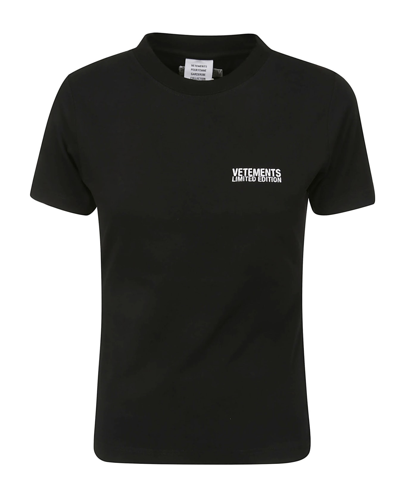 VETEMENTS Embroidered Logo Fitted T-shirt - BLACK
