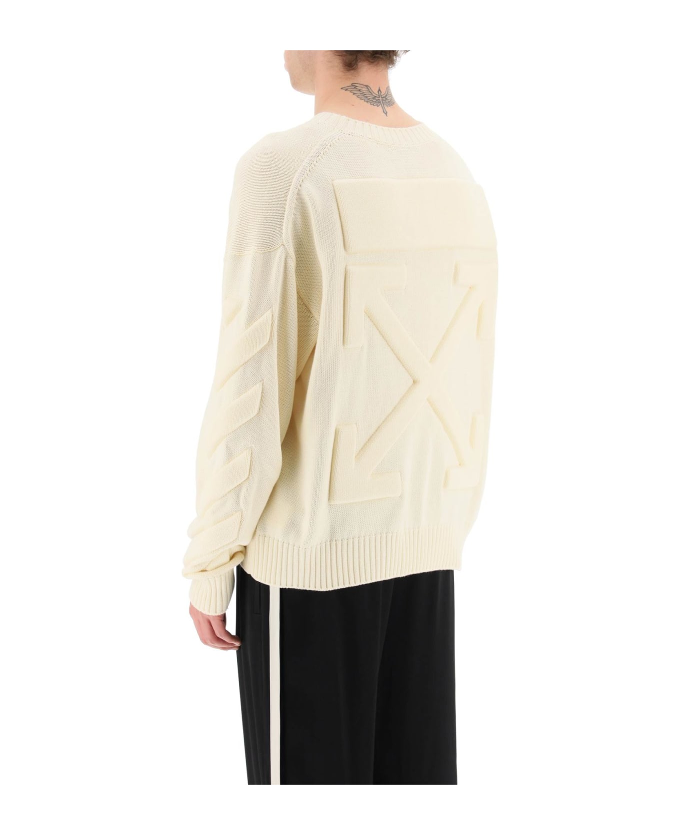 Off-White 3d Diag Knit Sweater - panna