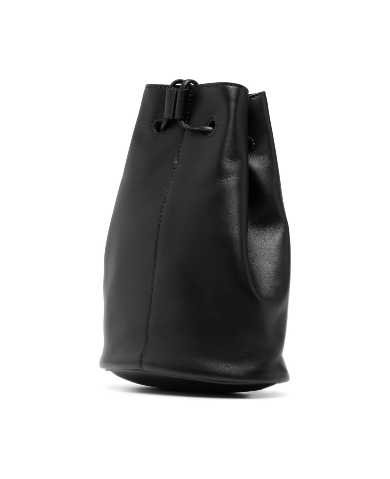 Jil Sander Black Satchel Bag With Drawstring In Leather Man - Black
