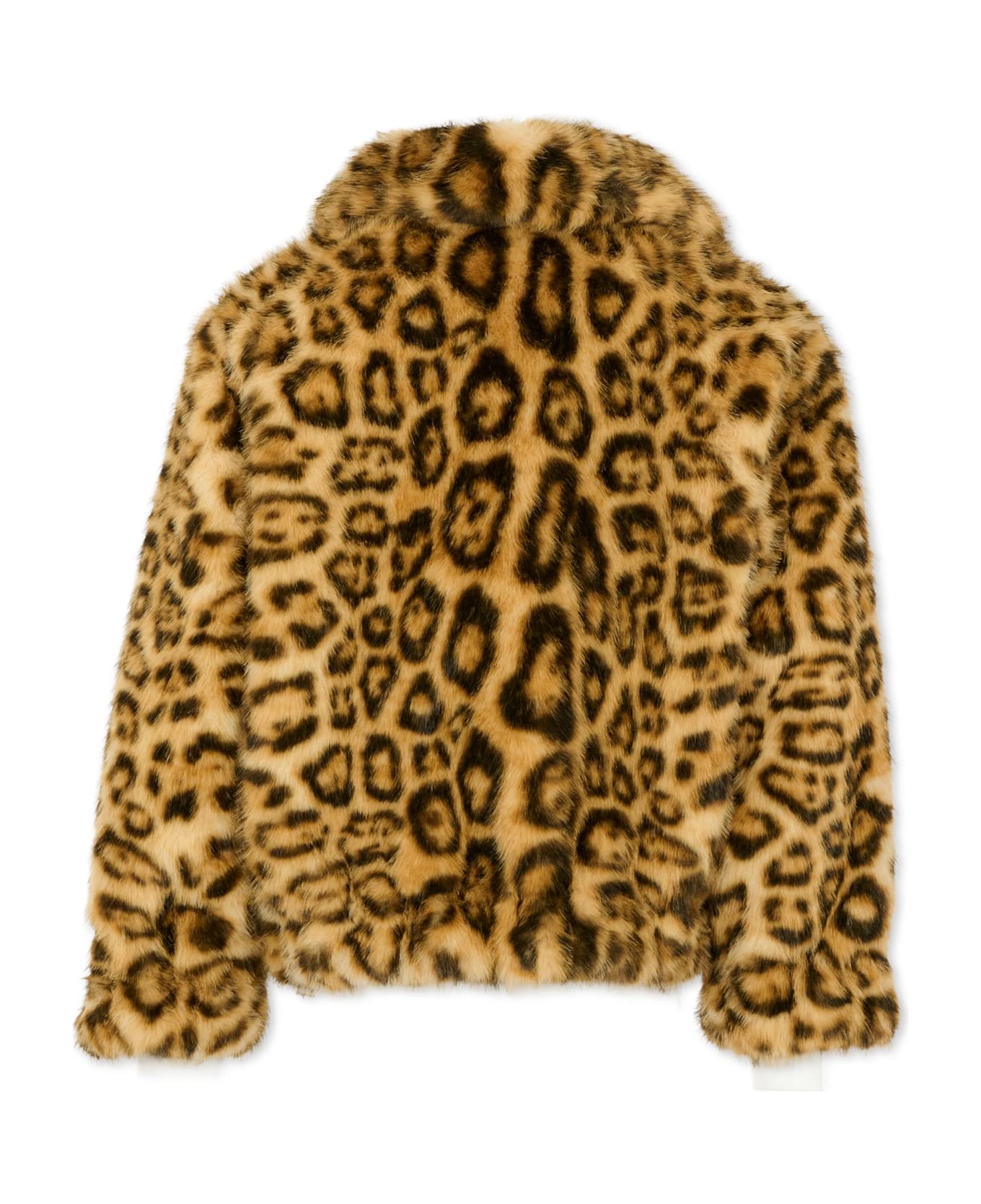 Lanvin Beige Faux Fur Coat For Girl With Spotted Print. - Beige