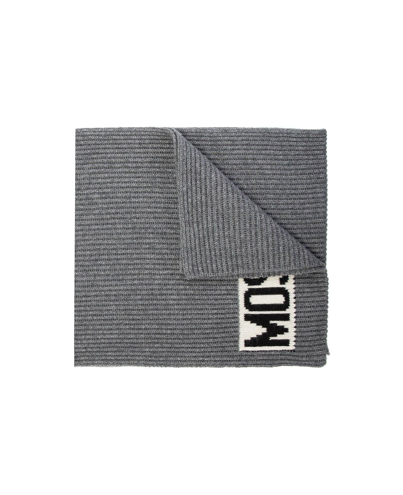 Moschino Logo Intarsia-knit Scarf - Grey