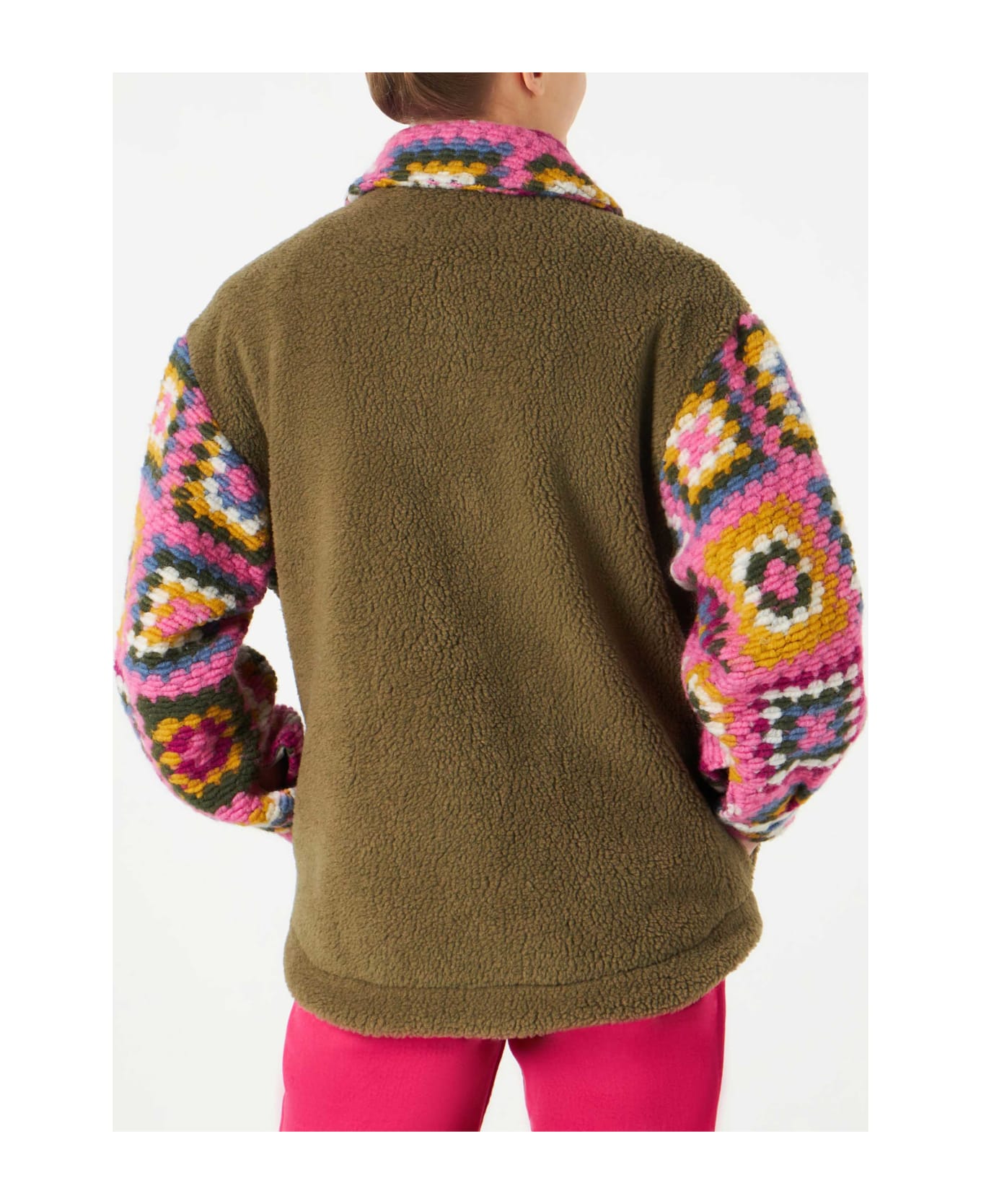 MC2 Saint Barth Woman Sherpa Overshirt With Crochet Details - GREEN