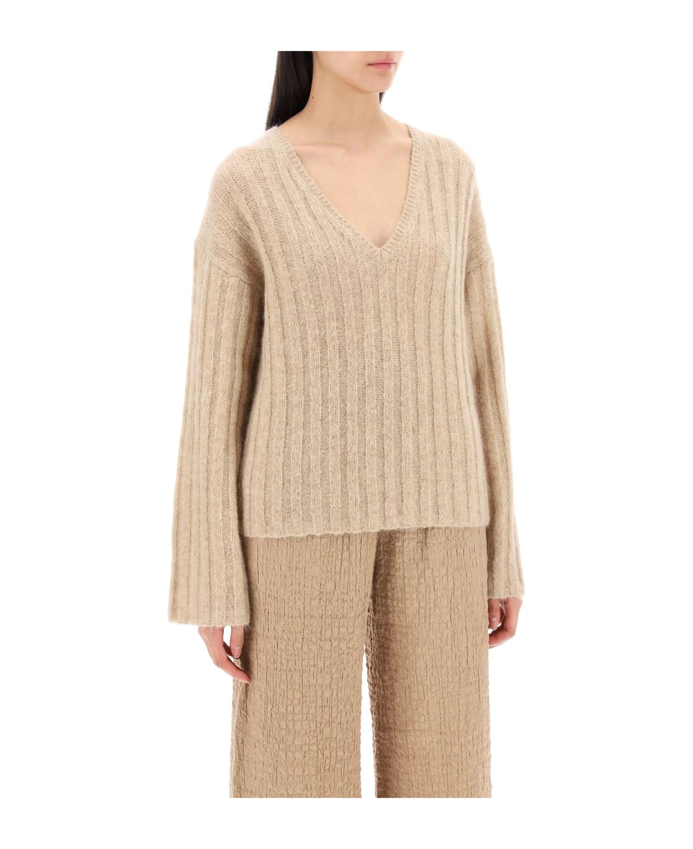 By Malene Birger Cimone Sweater In Flat-ribbed Knit - T Twill Beige