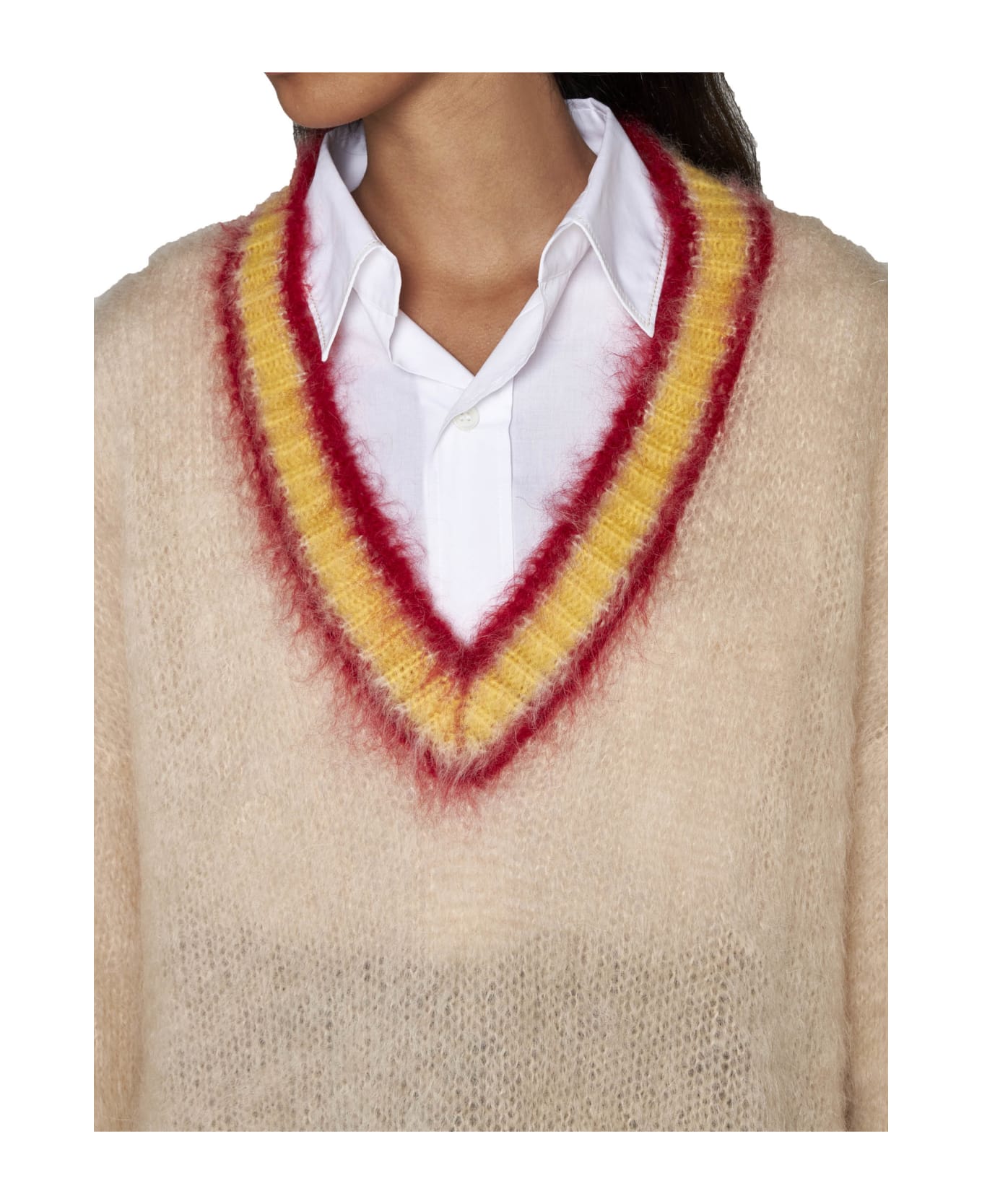 Marni Multicolor Mohair Blend Sweater - Tan