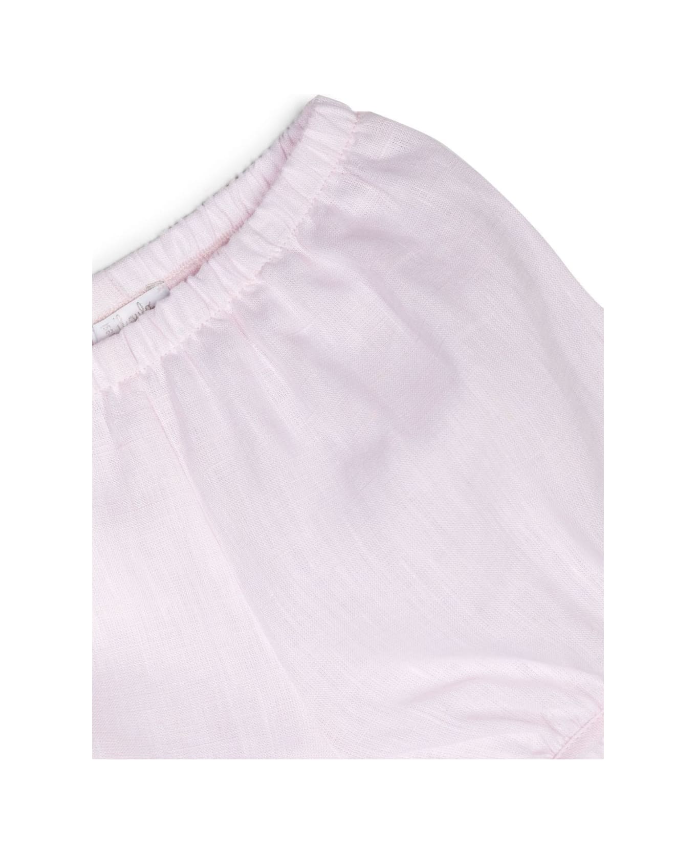 Il Gufo Pink And White Linen Two Piece Set - Pink