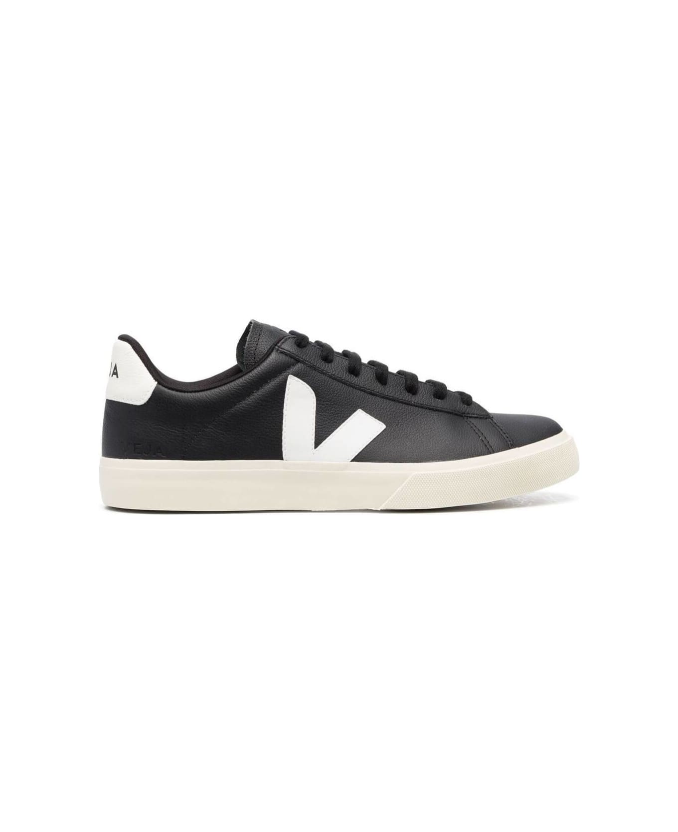 Veja 
campo
 Black And White Low Top Sneakers In Vegan Leather Man - Black