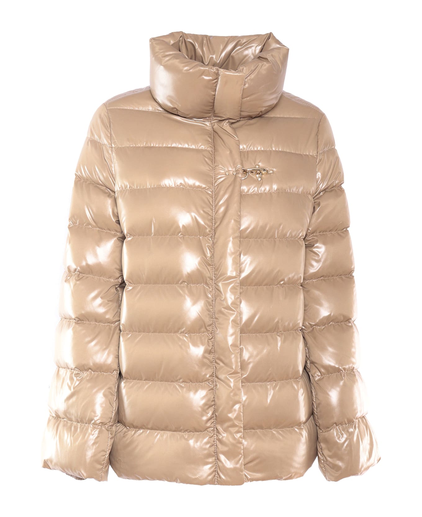 Fay High-neck Shiny Padded Jacket - BEIGE