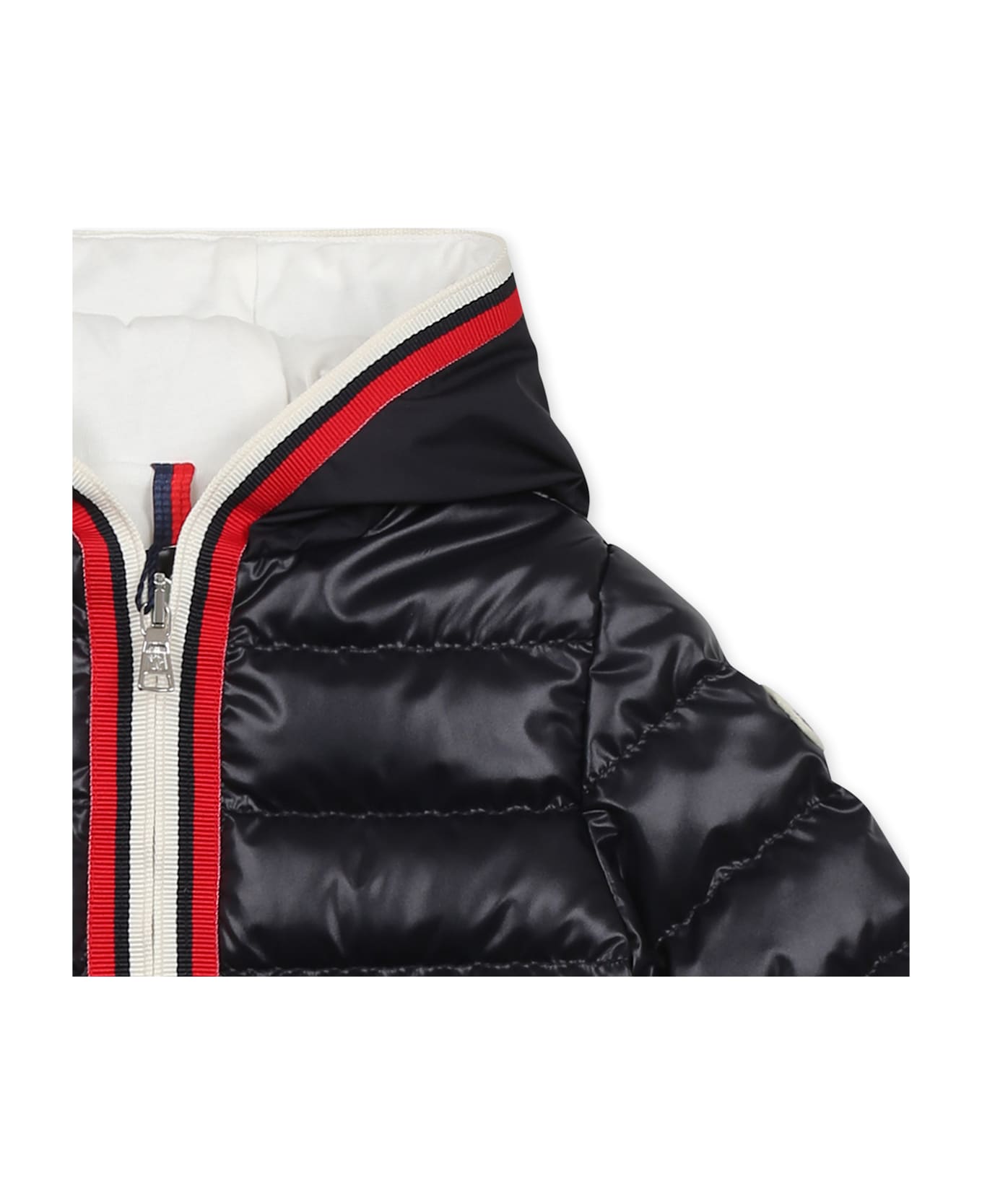 Moncler Blue Down Jacket For Baby Boy With Logo - Blue