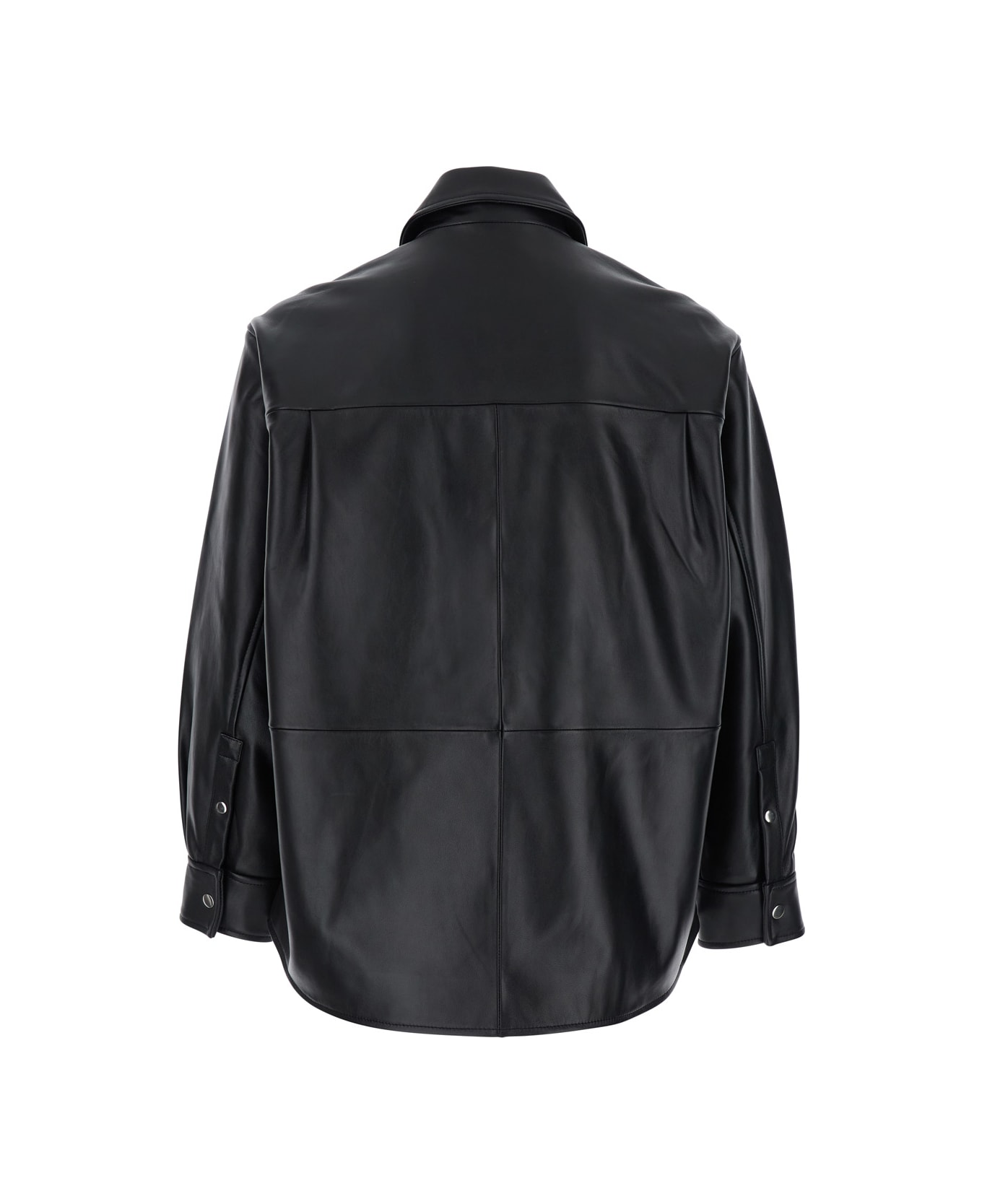 Sunflower Black Jacket With Classic Collar And Dropped Shoulders In Leather Man - Black
