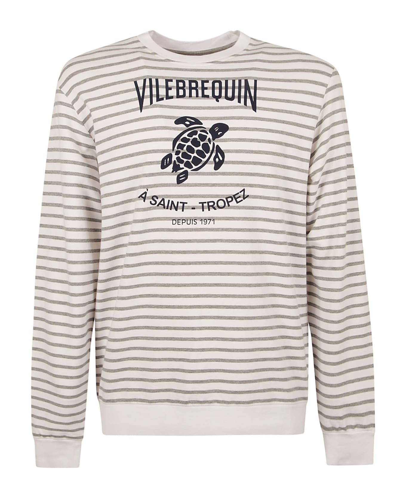 Vilebrequin Logo Detail Striped Sweatshirt - White/Grey フリース