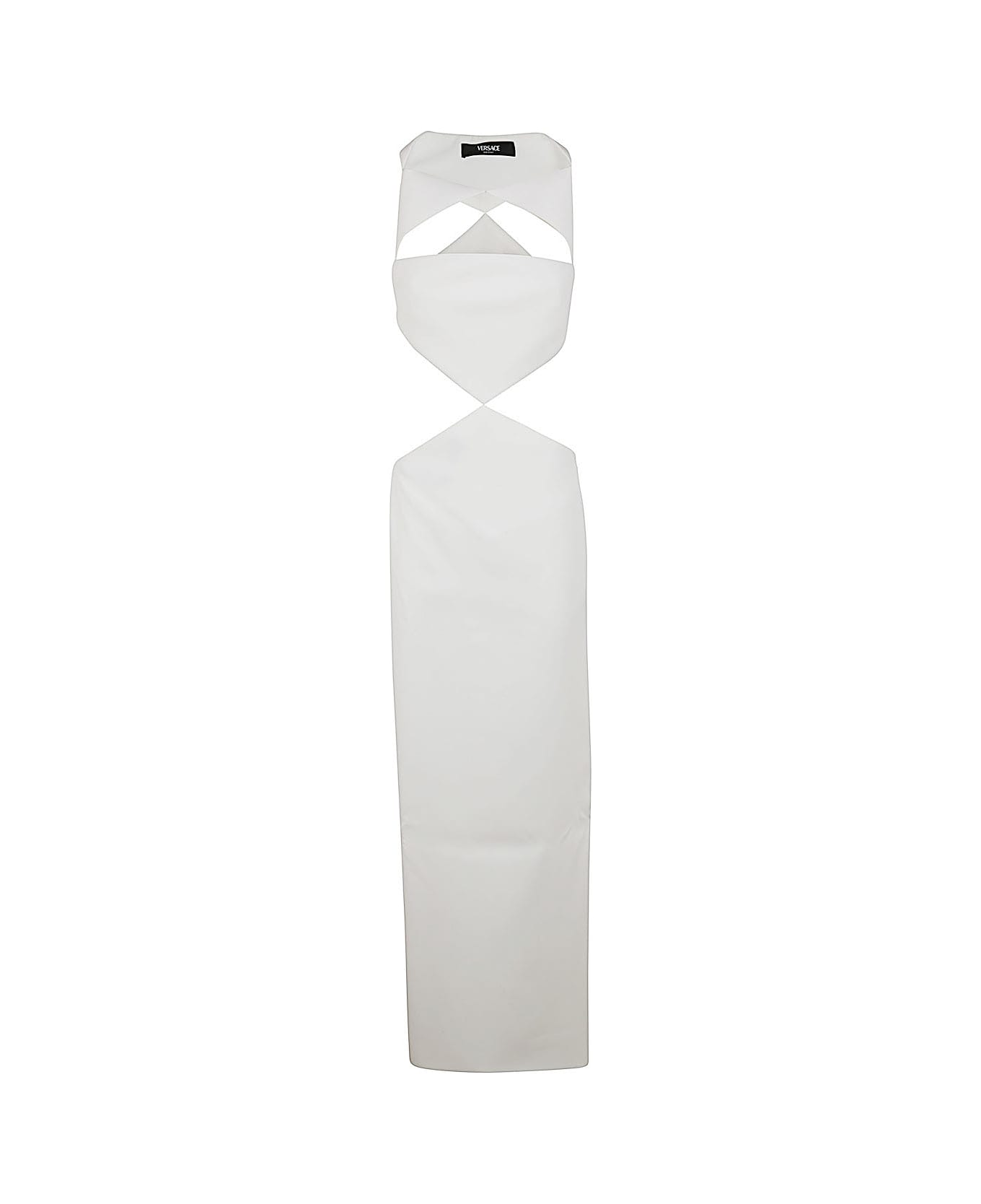 Versace Techno Bonded Granite` Gown - Optical White