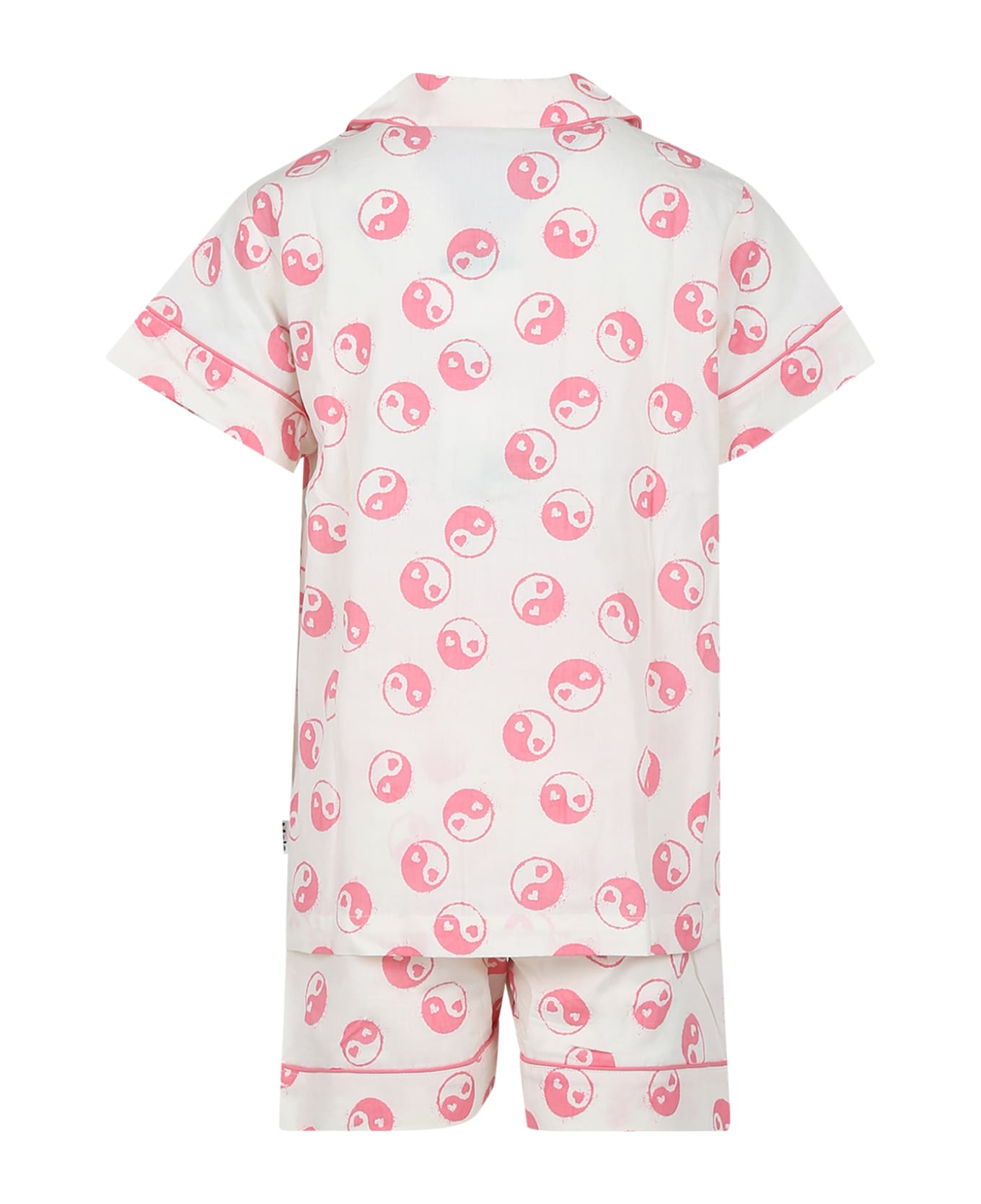 Molo White Pajamas For Kids With Smiley - Pink ジャンプスーツ